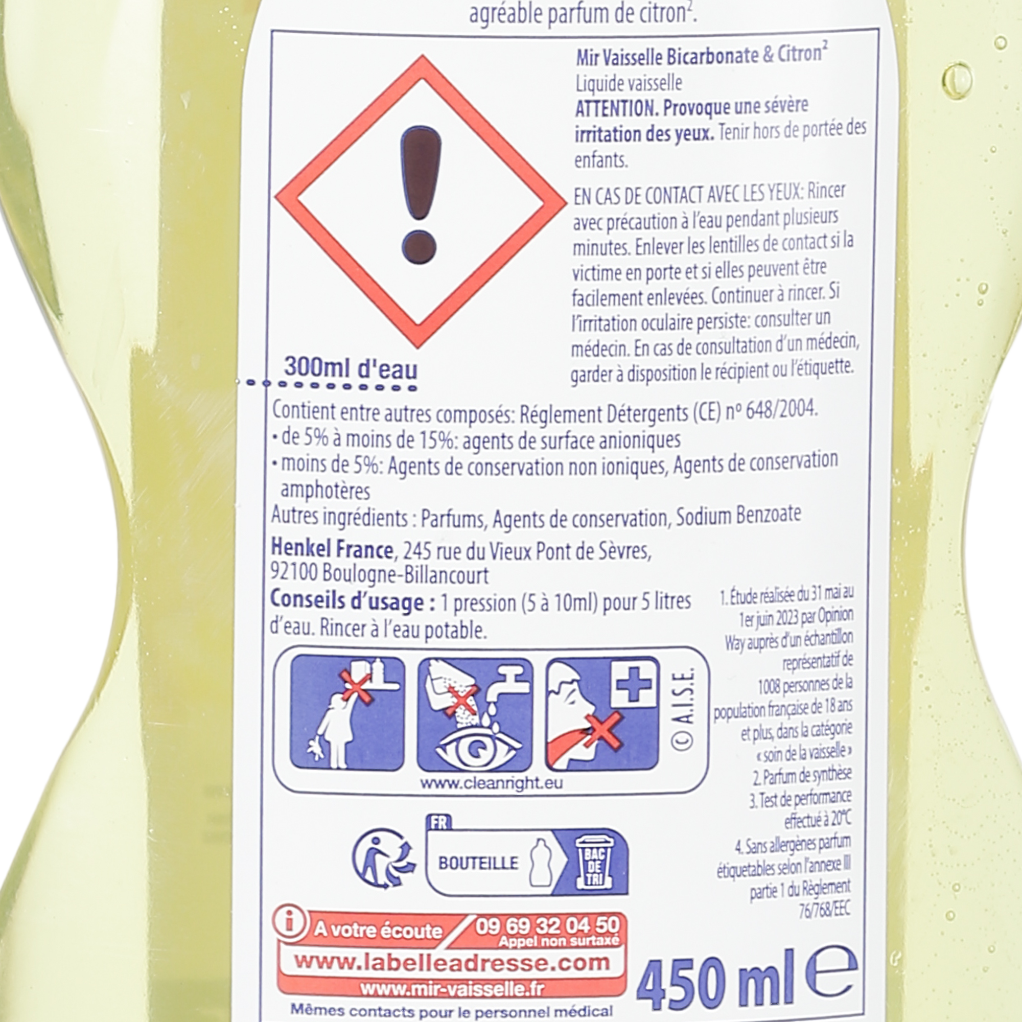 Liquide vaisselle bicarbonate et citron dégraissage expert