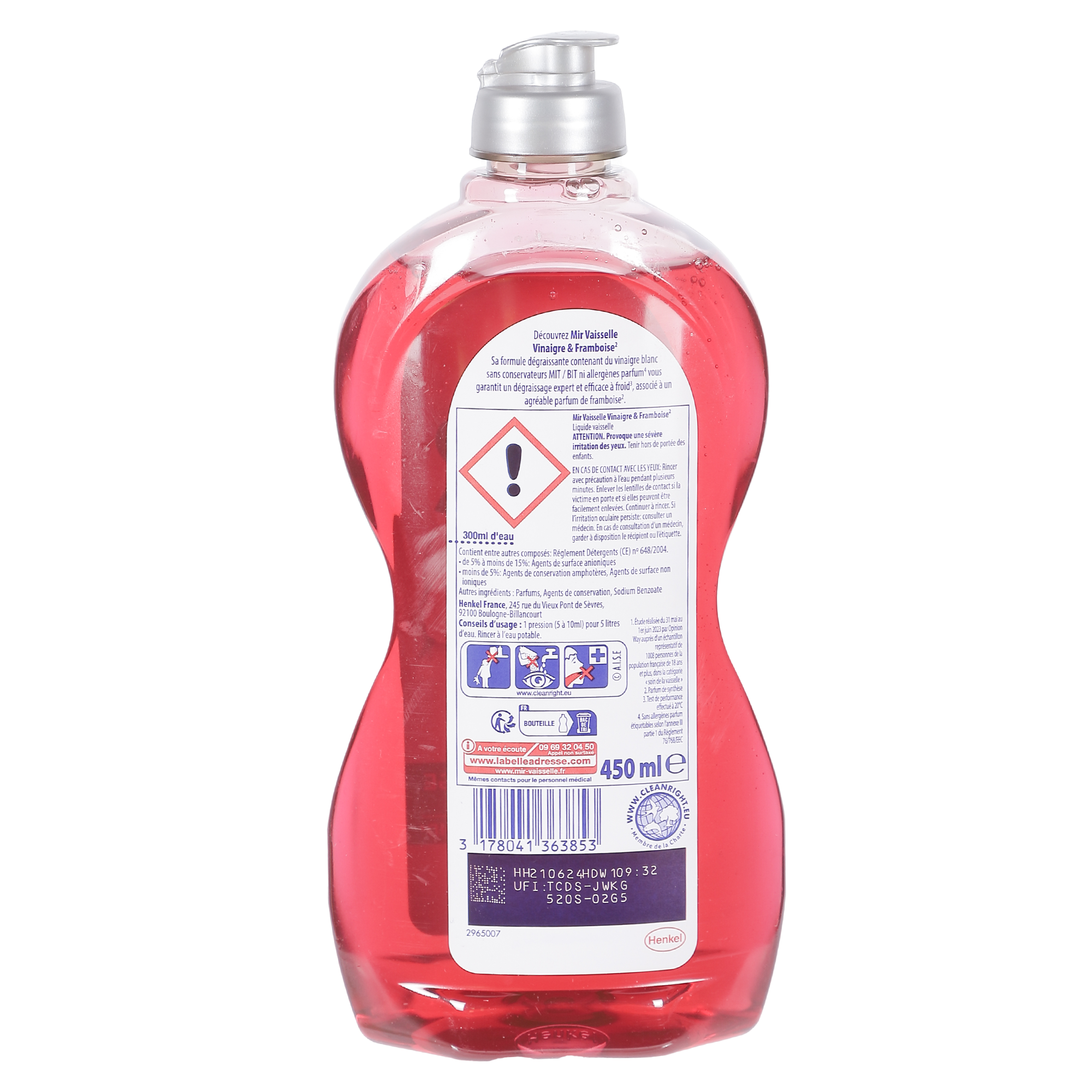 Liquide vaisselle vinaigre framboise dégraissage expert
