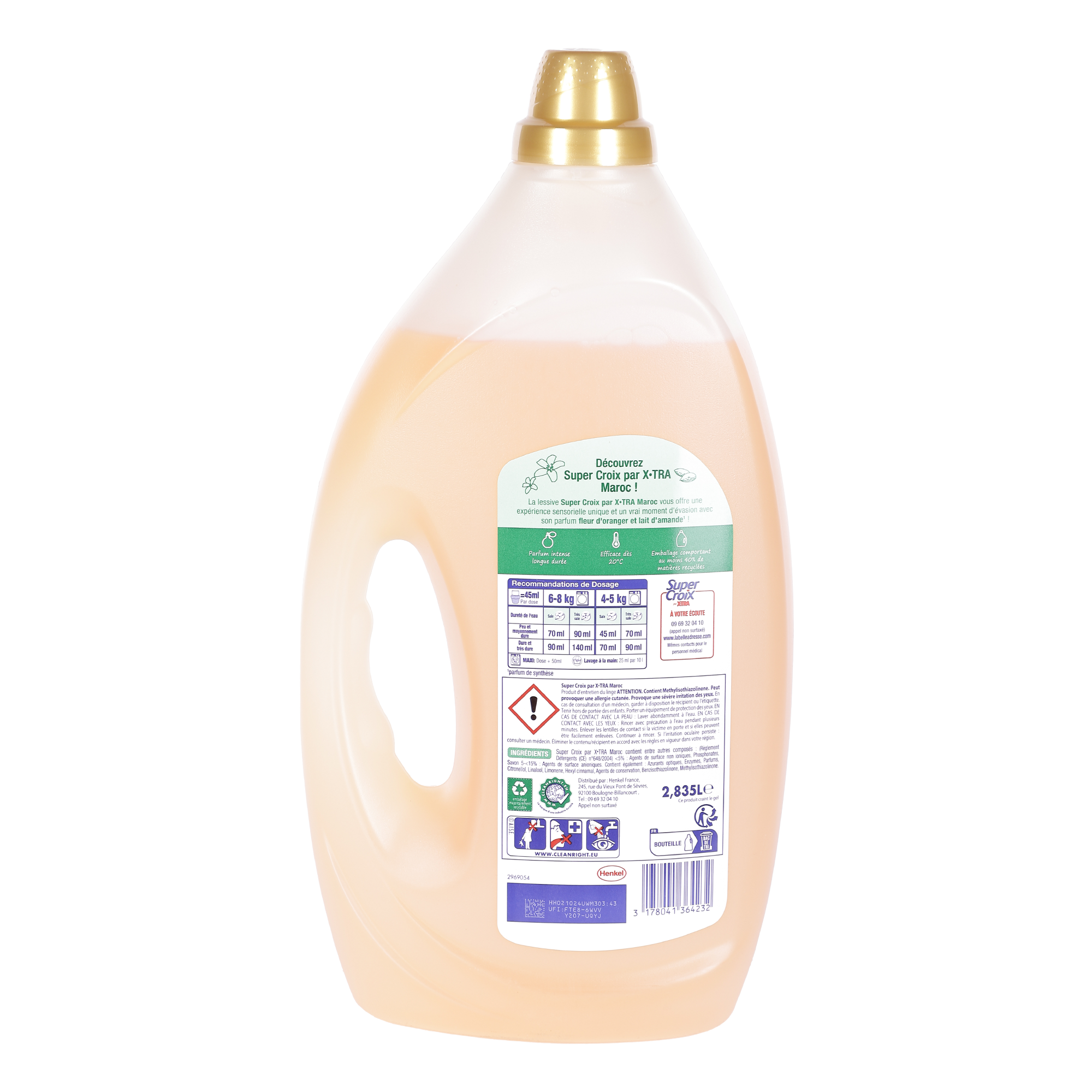 63 doses de lessive liquide Maroc fleur d'oranger et lait d'amande