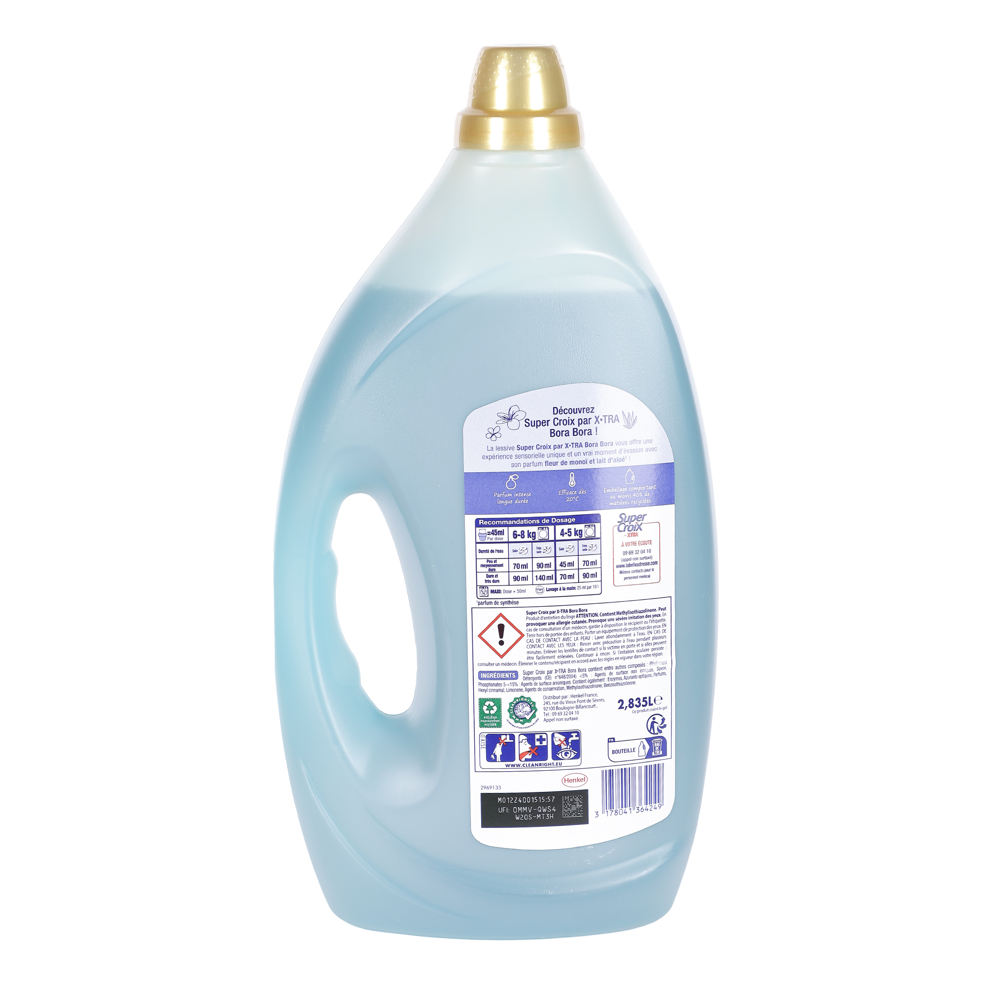 63 doses de lessive liquide Bora Bora fleur de monoï et lait d'aloé Vera
