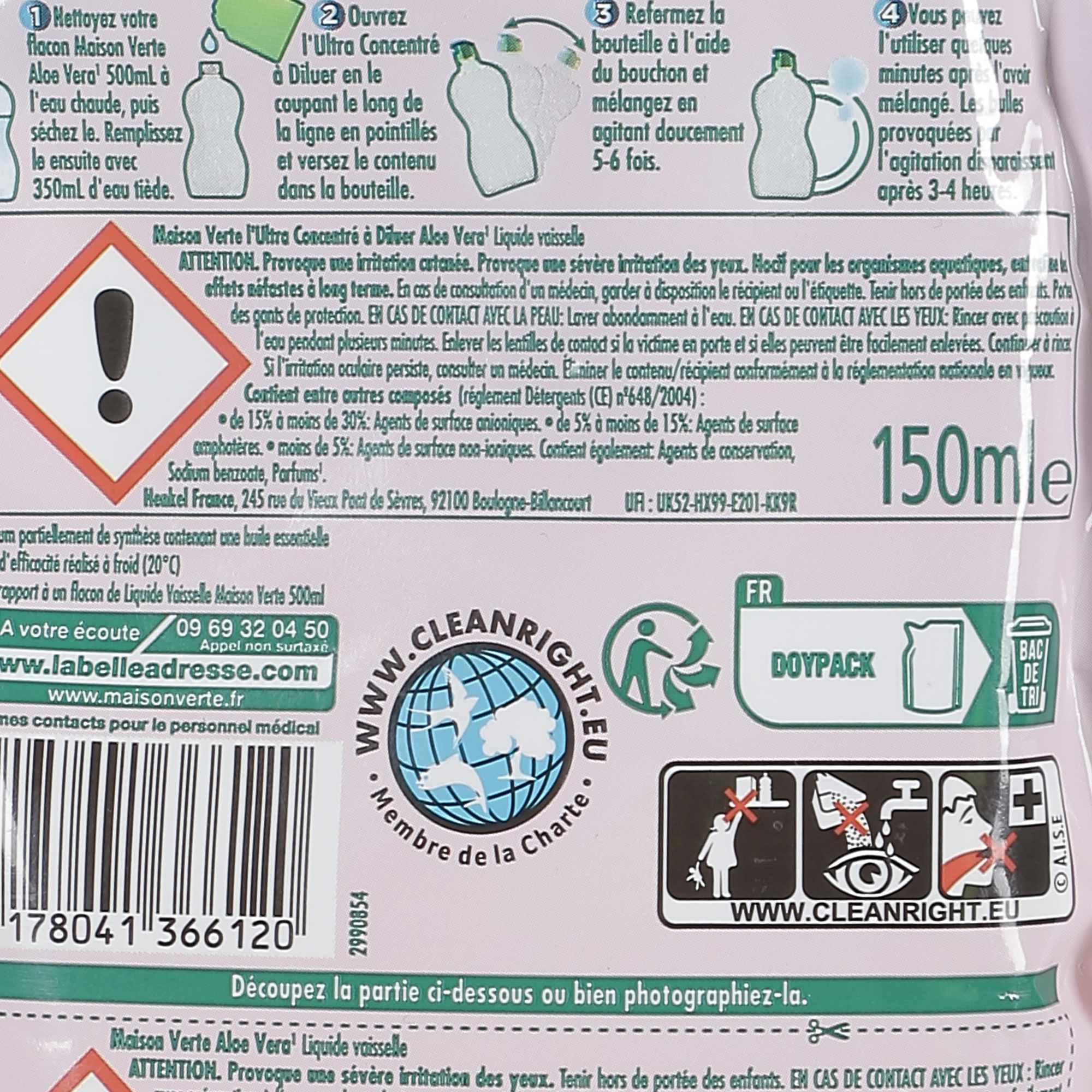 Liquide vaisselle l'ultra concentré à diluer aloé vera