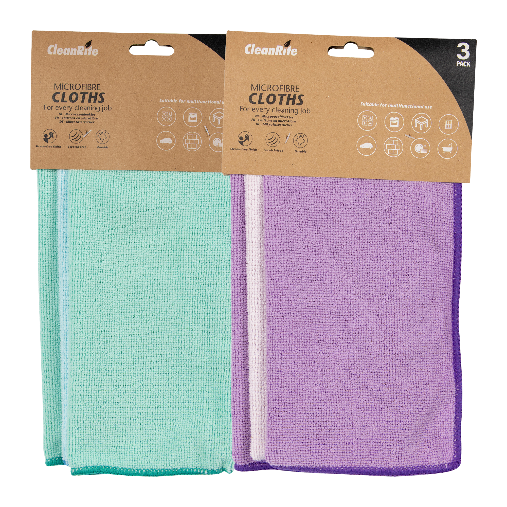 Lot de 3 chiffons en microfibres  - Vert