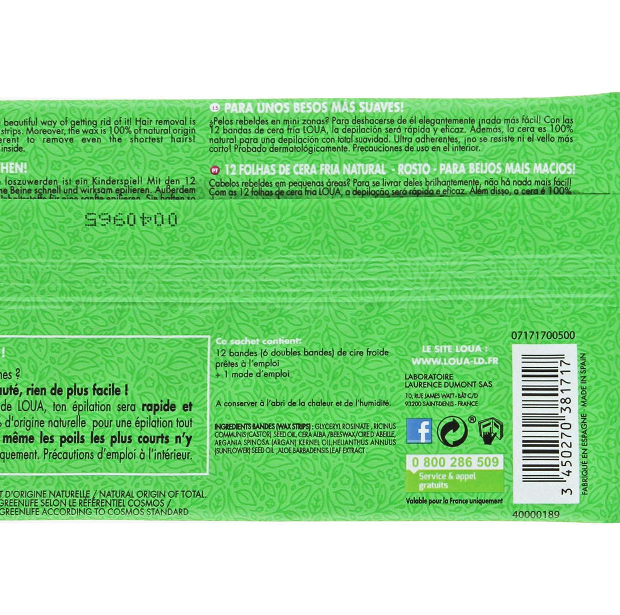 12 bandes de cire froide visage Ecocert