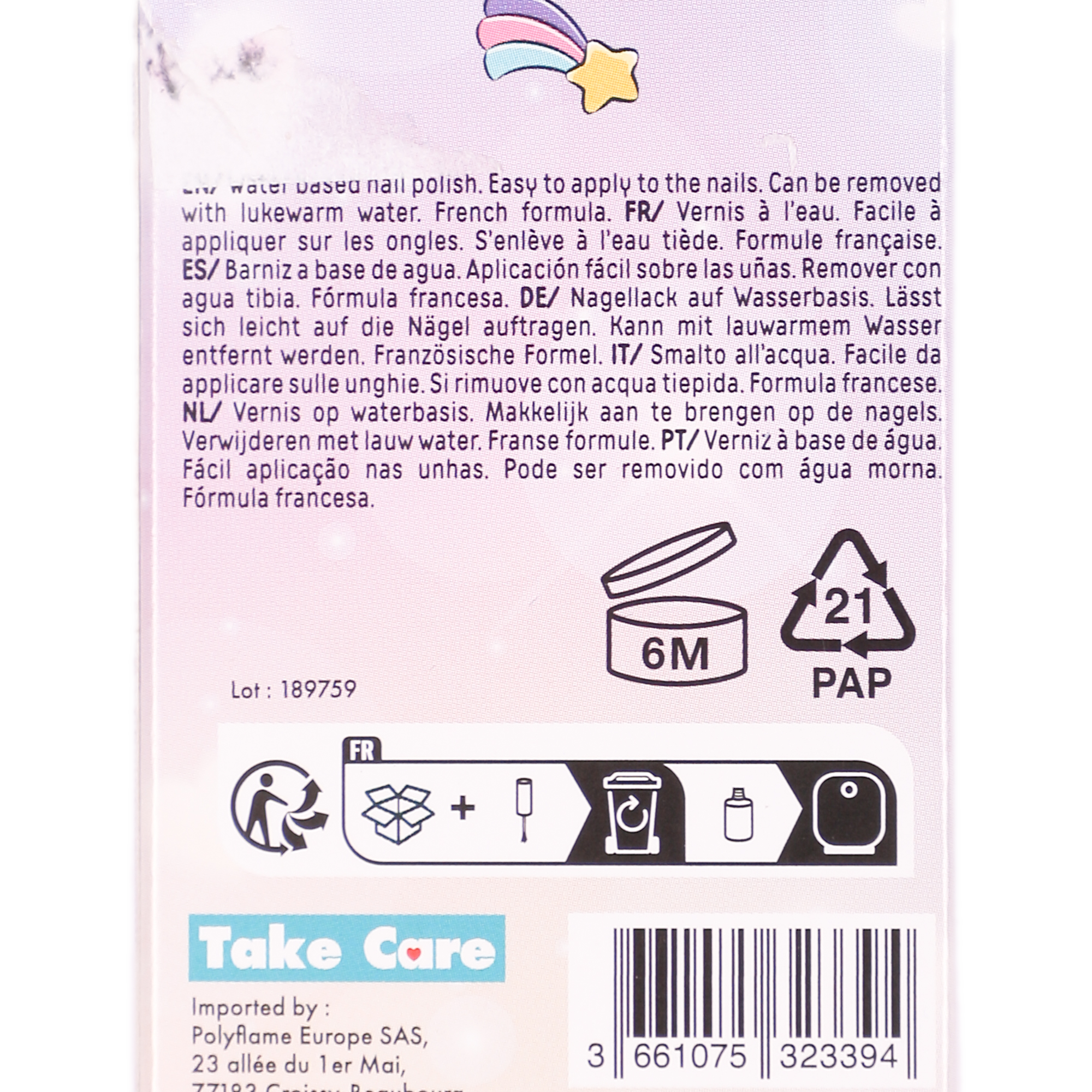 Vernis à ongles à l'eau ros Licorne