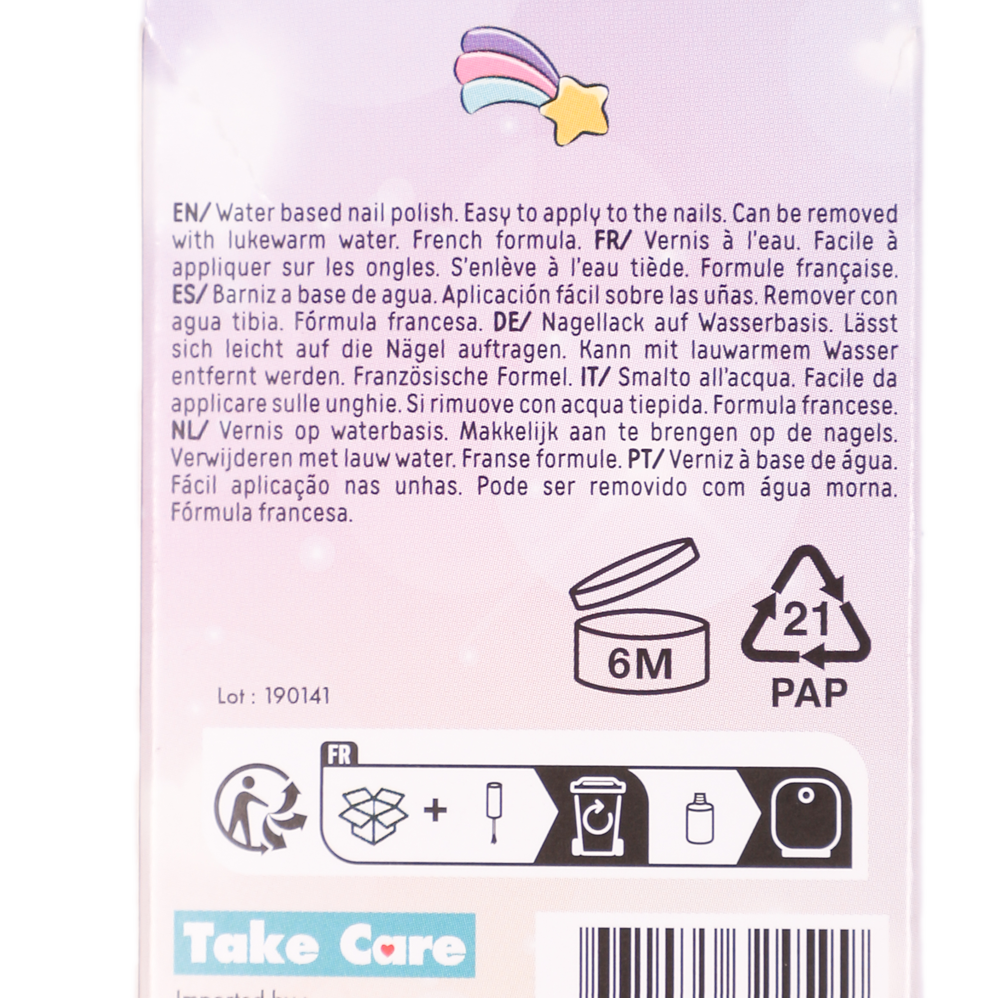 Vernis à ongles à l'eau blanc Licorne