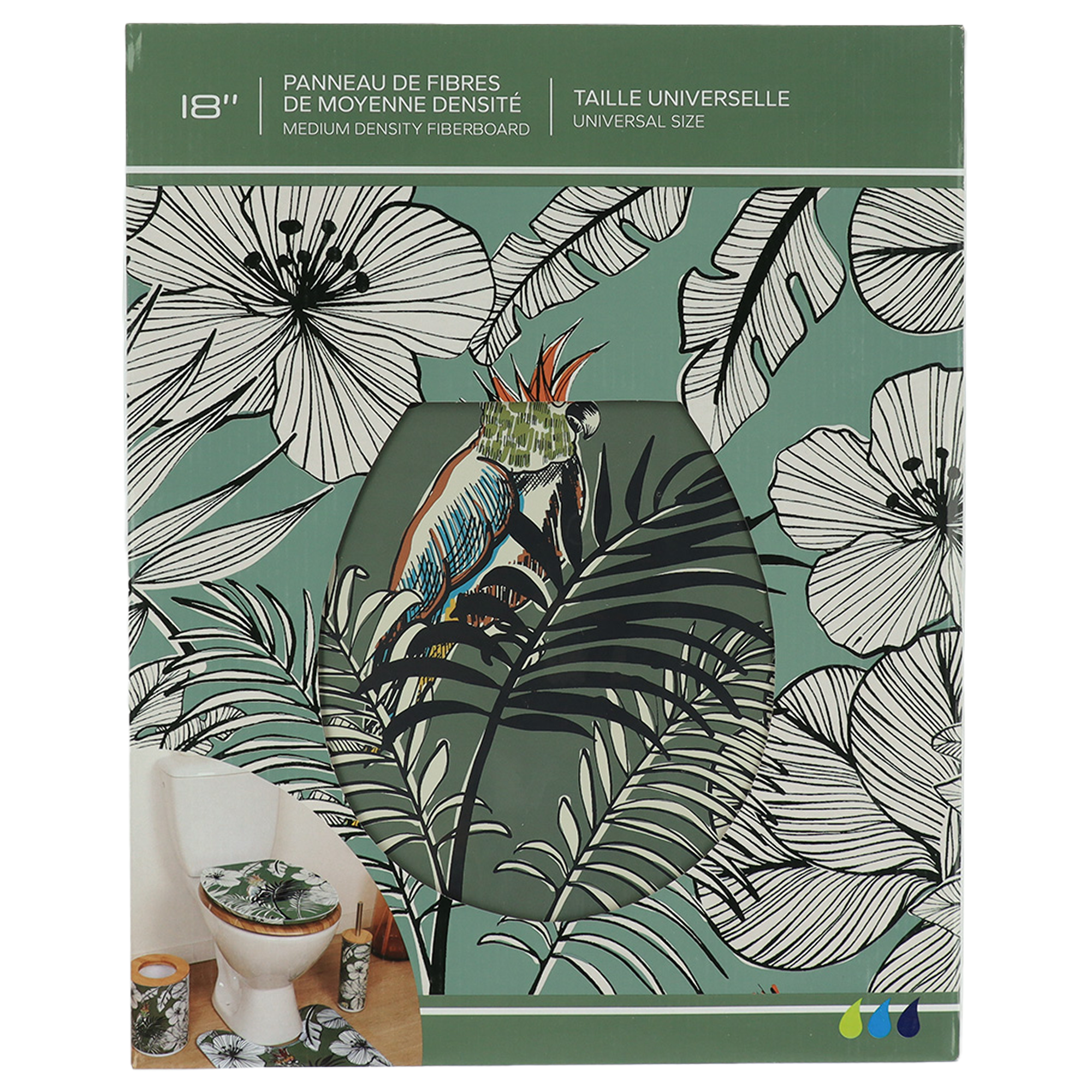 Abattant WC Design Imprimée acier inoxydable jungle fever Kaki