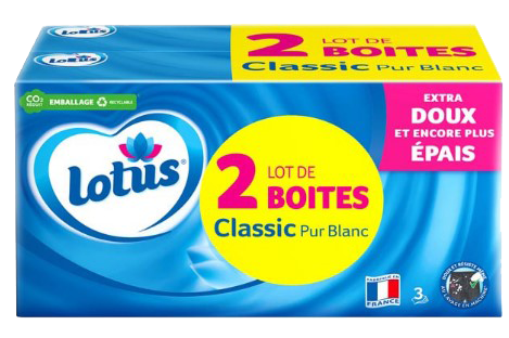 Lot de 2 boîtes de mouchoirs Classic Pur Blanc