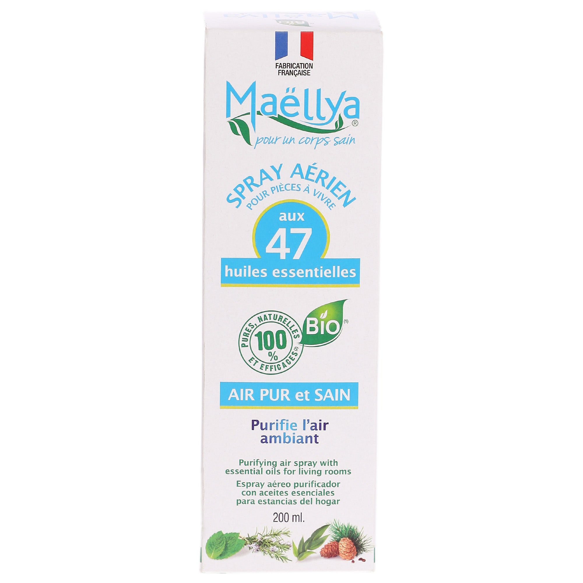Spray aérien pour pièces à vivre 47 huiles essentielles