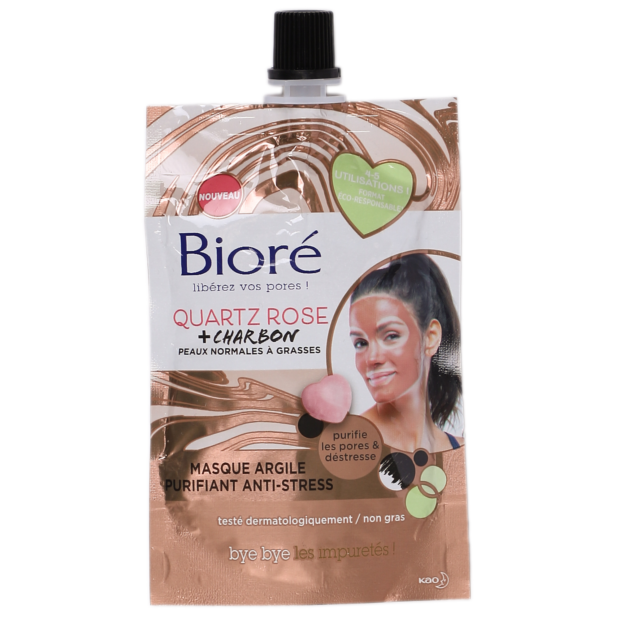 MASQUE ARGILE PURIFIANT ANTI STRESS QUARTZ ROSE ET CHARBON