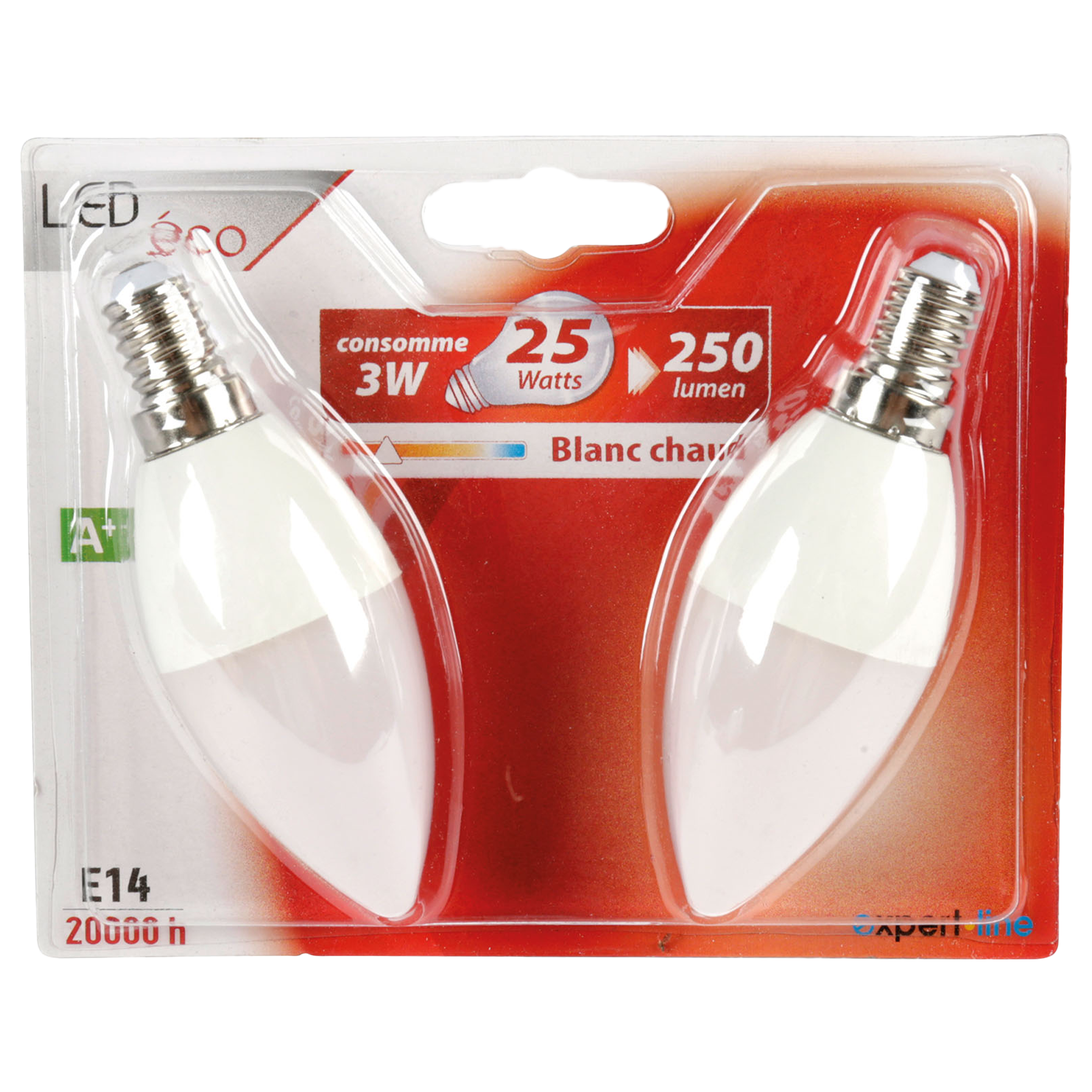 2 ampoules led blanches C37 3W E14