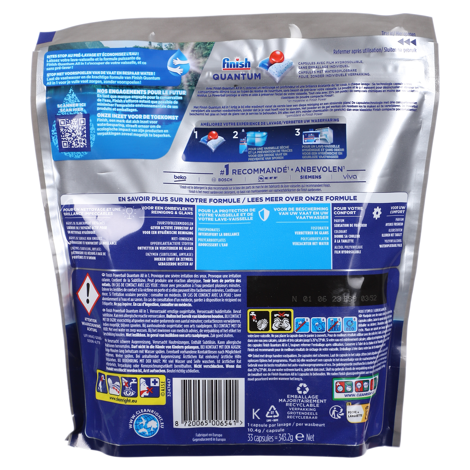 33 tablettes lave-vaisselle all in 1 quantum