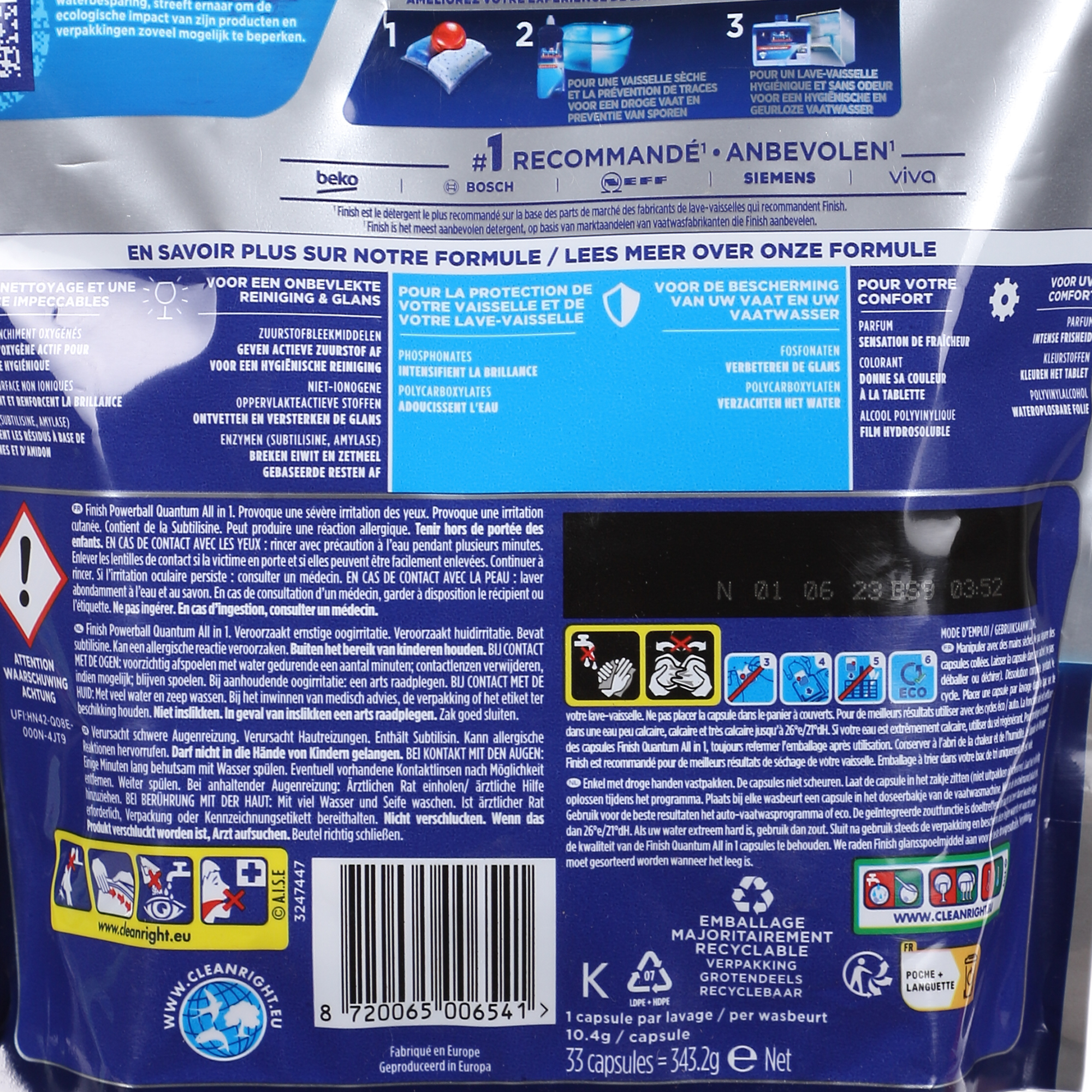 33 tablettes lave-vaisselle all in 1 quantum