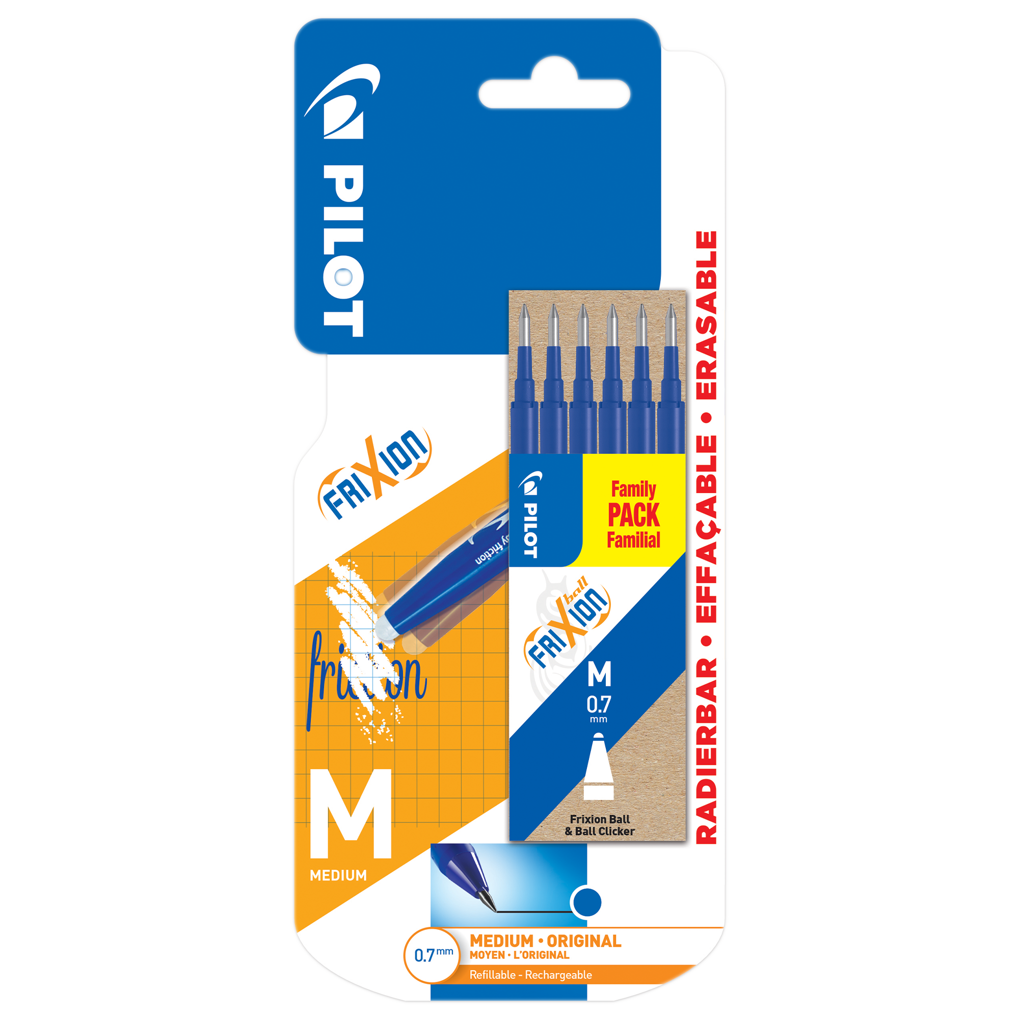6 recharges frixion ball bleu