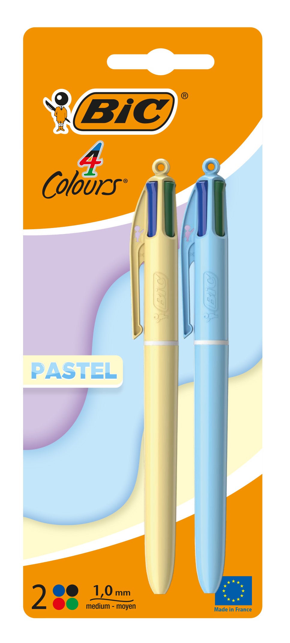 Lot de 2 stylos 4 couleurs pastel