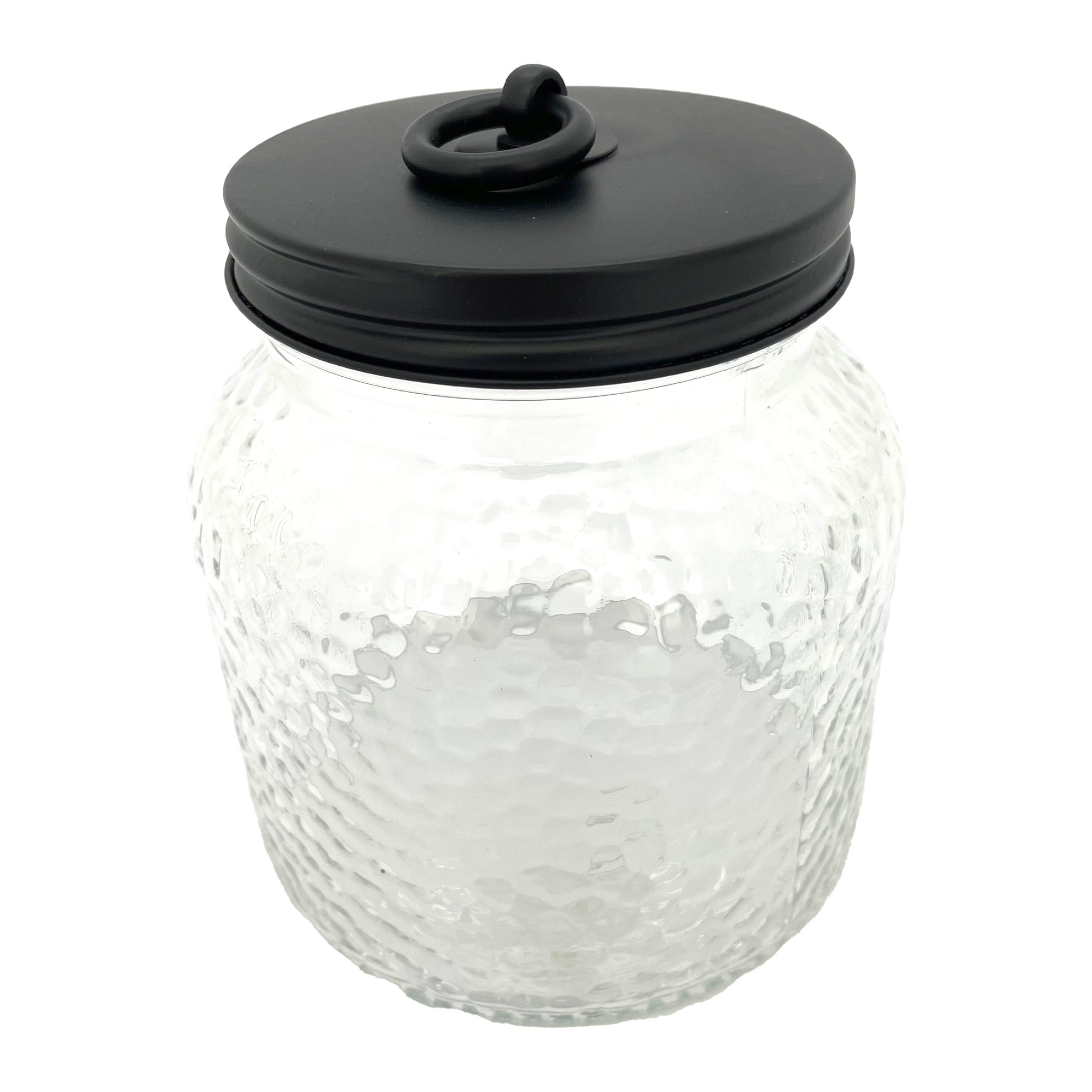 BOCAL EN VERRE COUVERCLE METAL NOIR 600ML