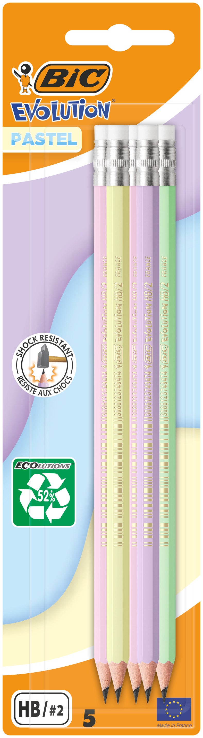 Lot de crayons à papier HB pastel x5 BIC