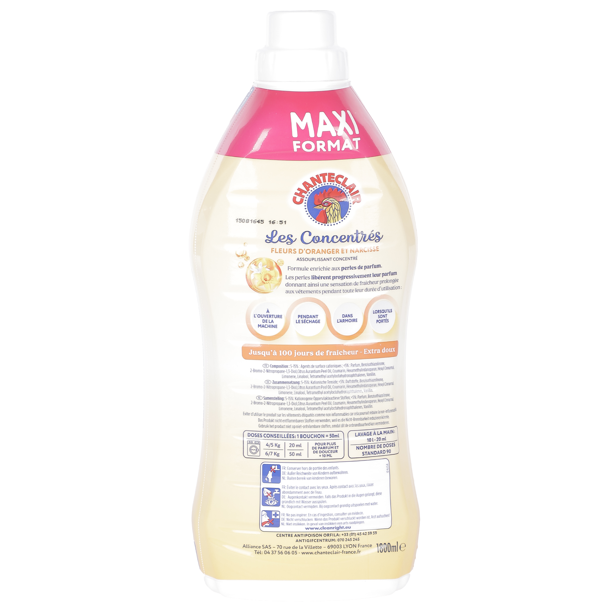 90 doses d'adoucissant fleur d'oranger et narcisse
