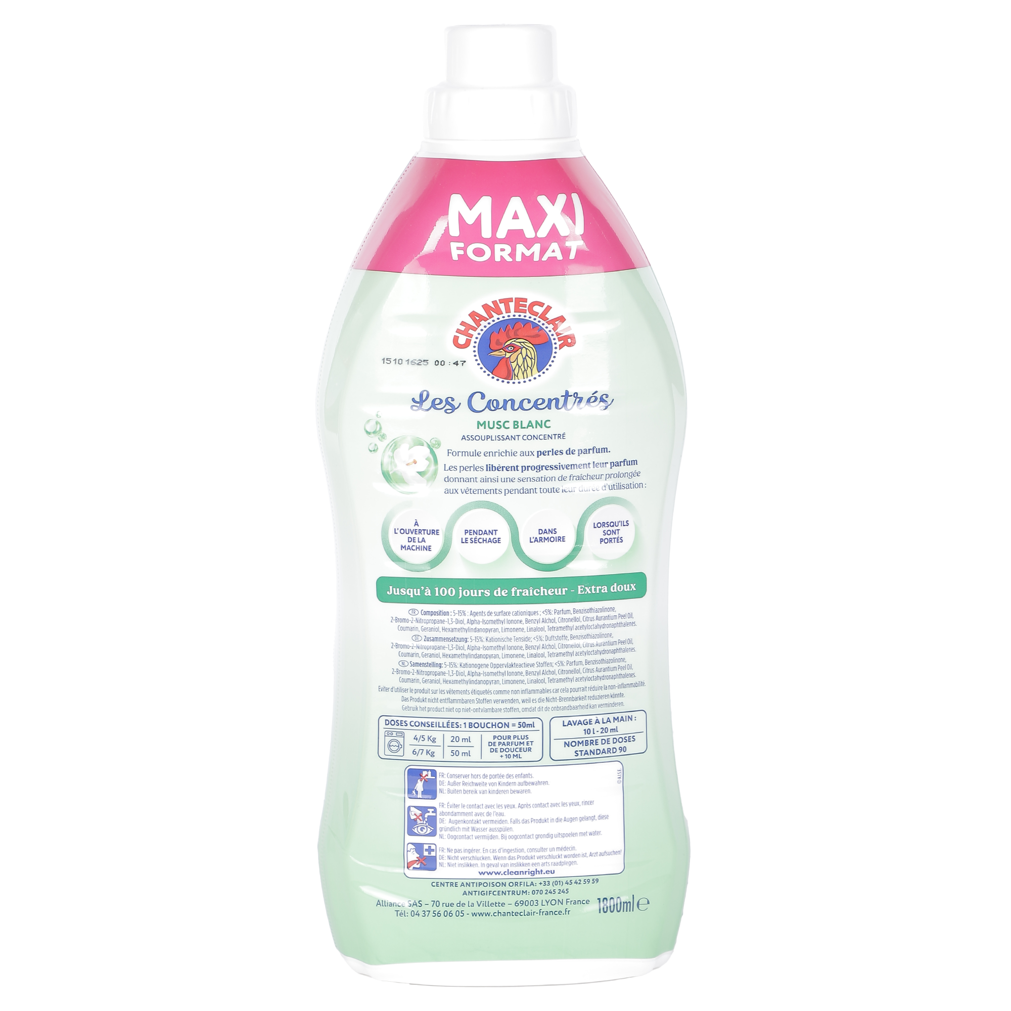 90 doses d'adoucissant au musc blanc