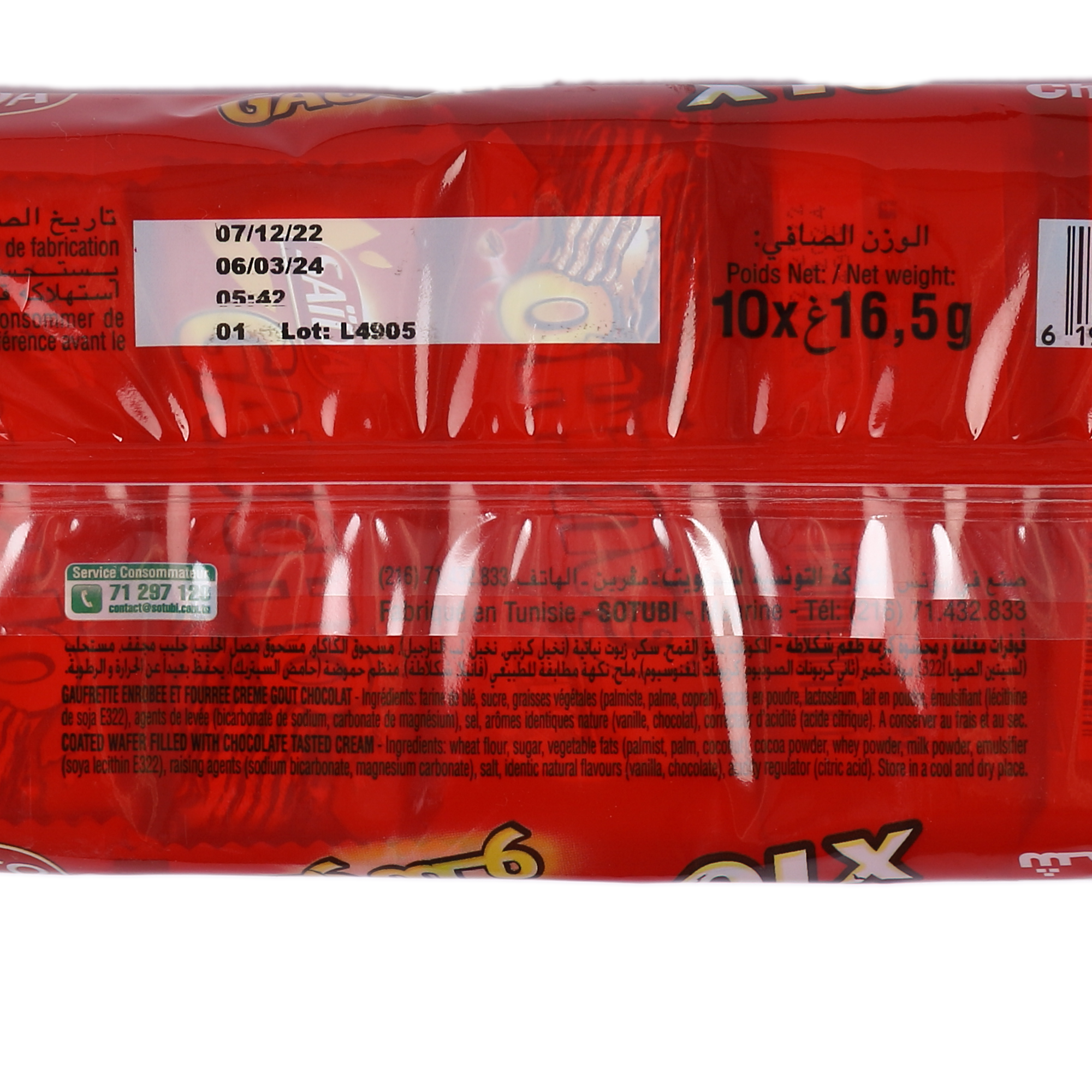 10 barres chocolatée gaucho