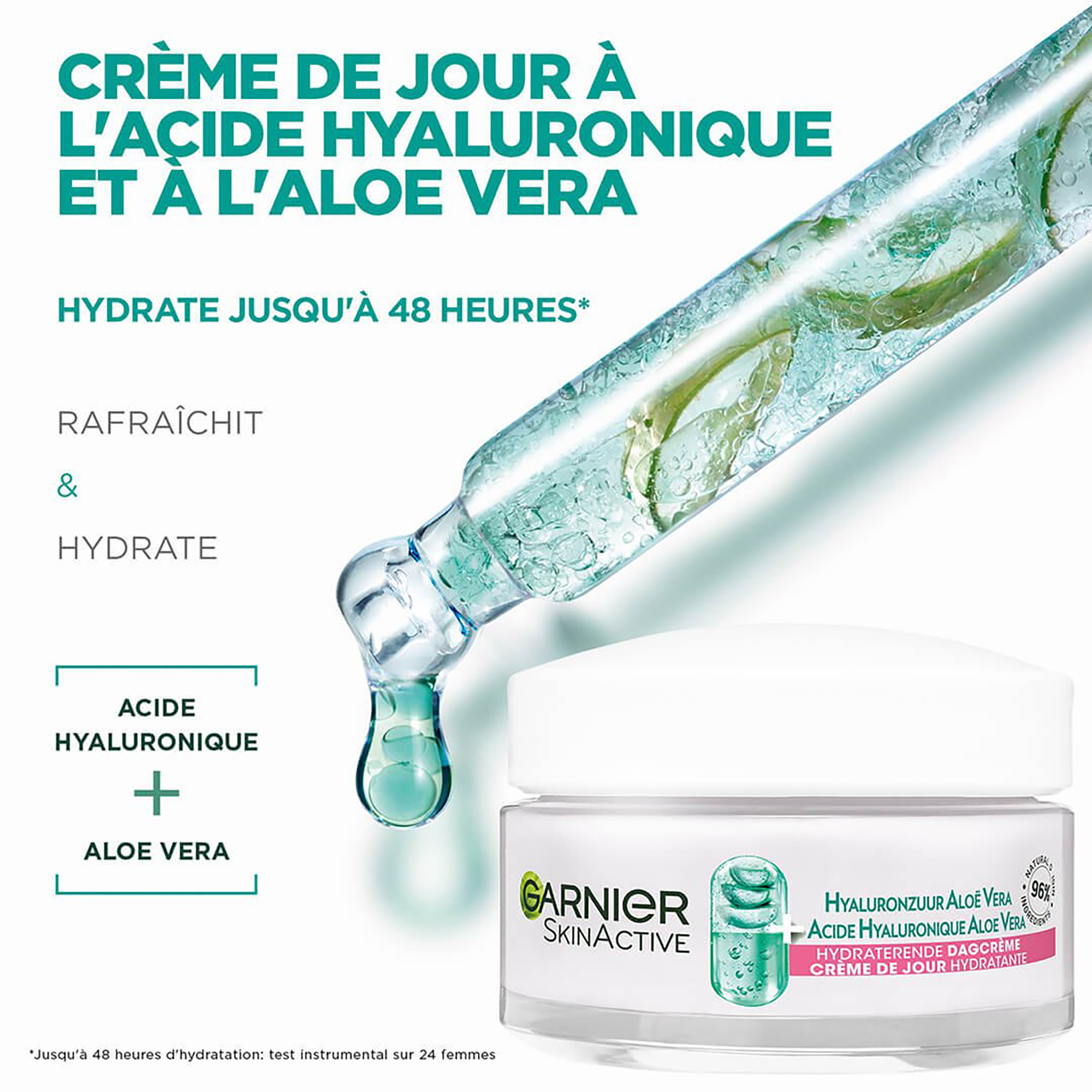 Crème de jour l'acide hyaluronique et à l'aloe vera