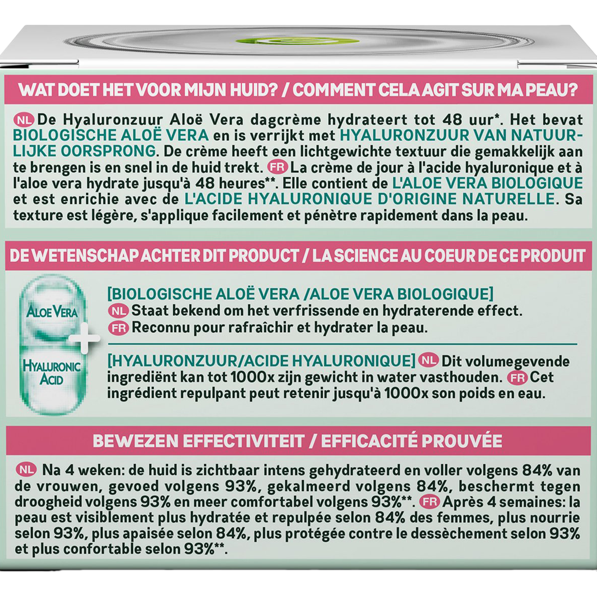 Crème de jour l'acide hyaluronique et à l'aloe vera