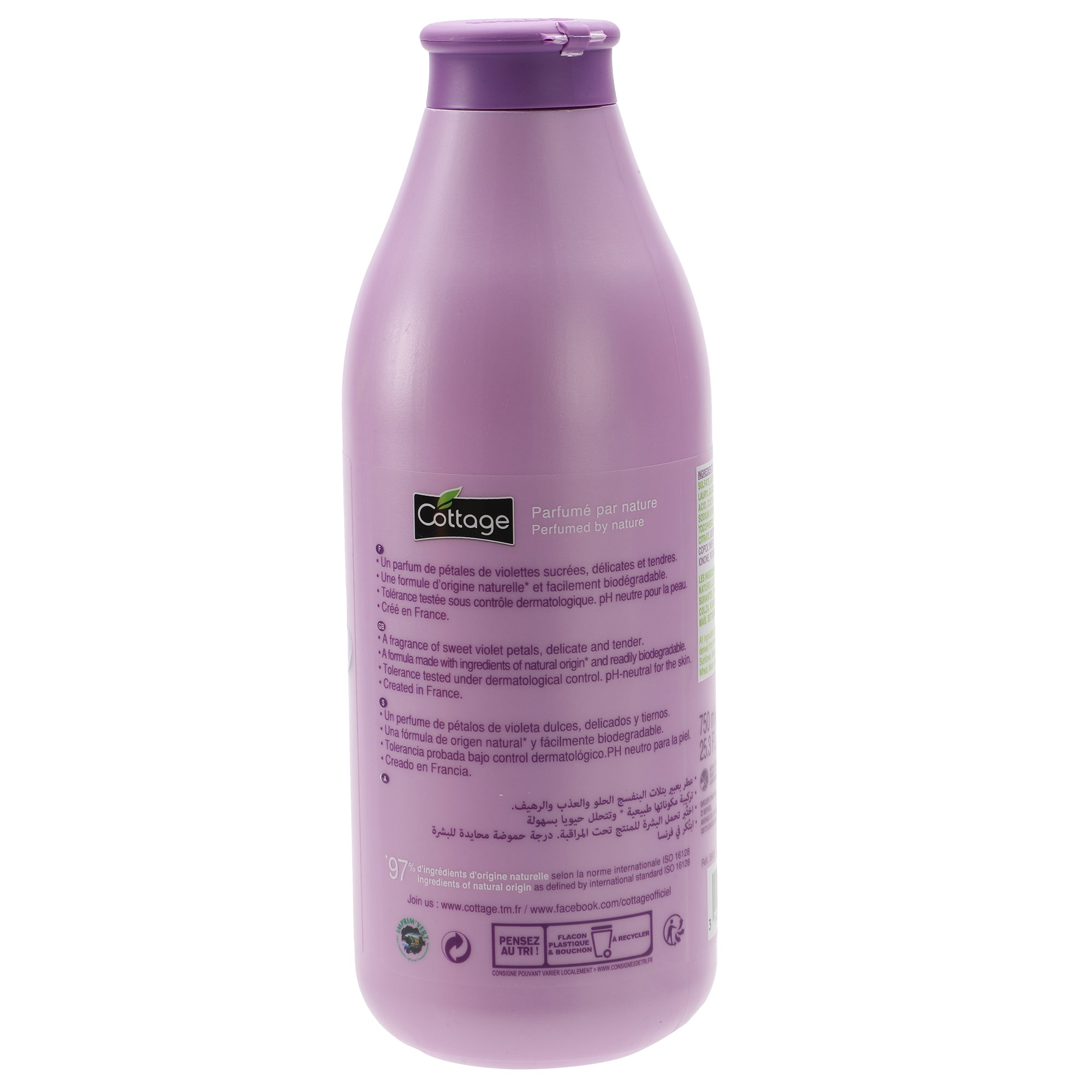 Lait hydratant douche et bain violette