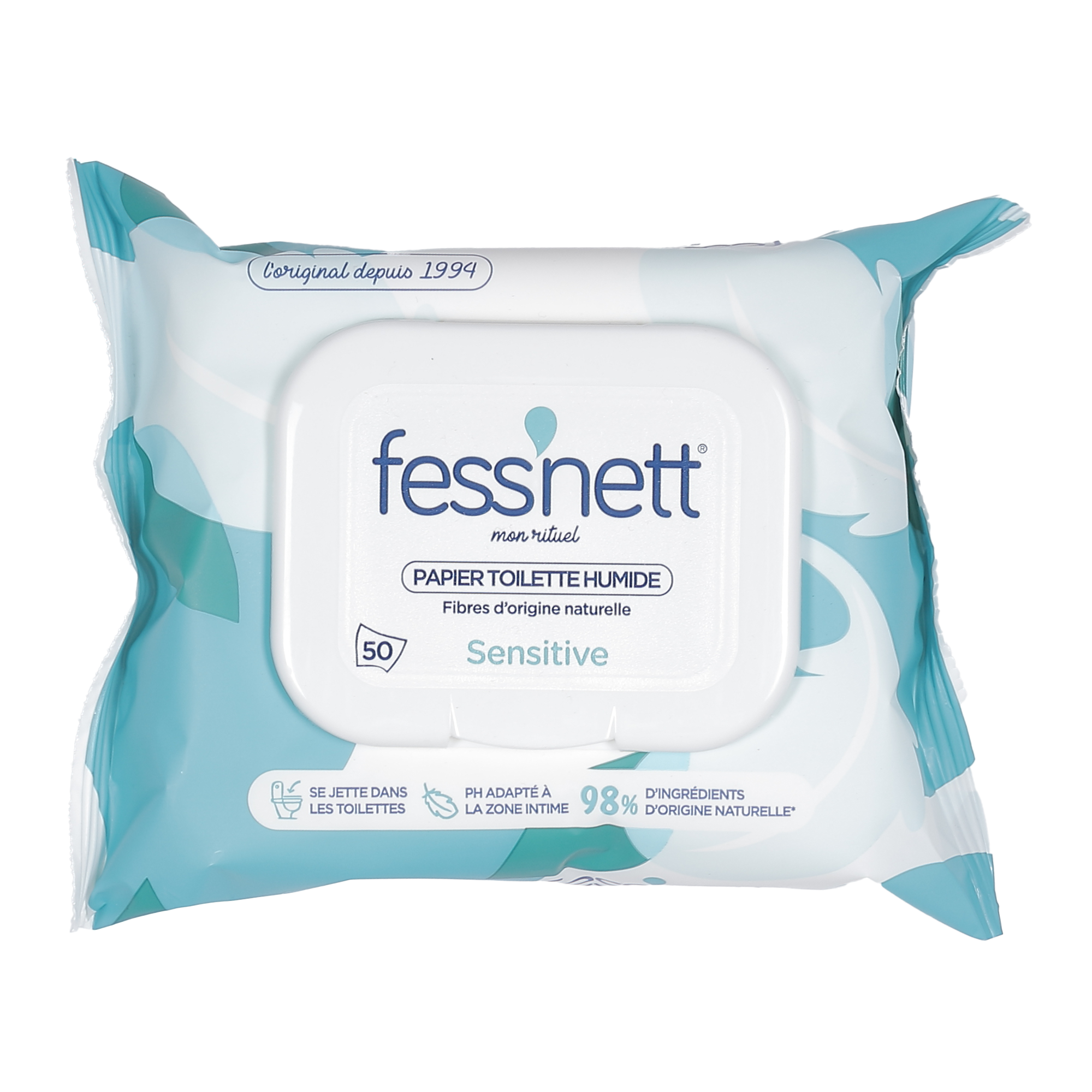 50 lingettes papier toilette humide sensitive