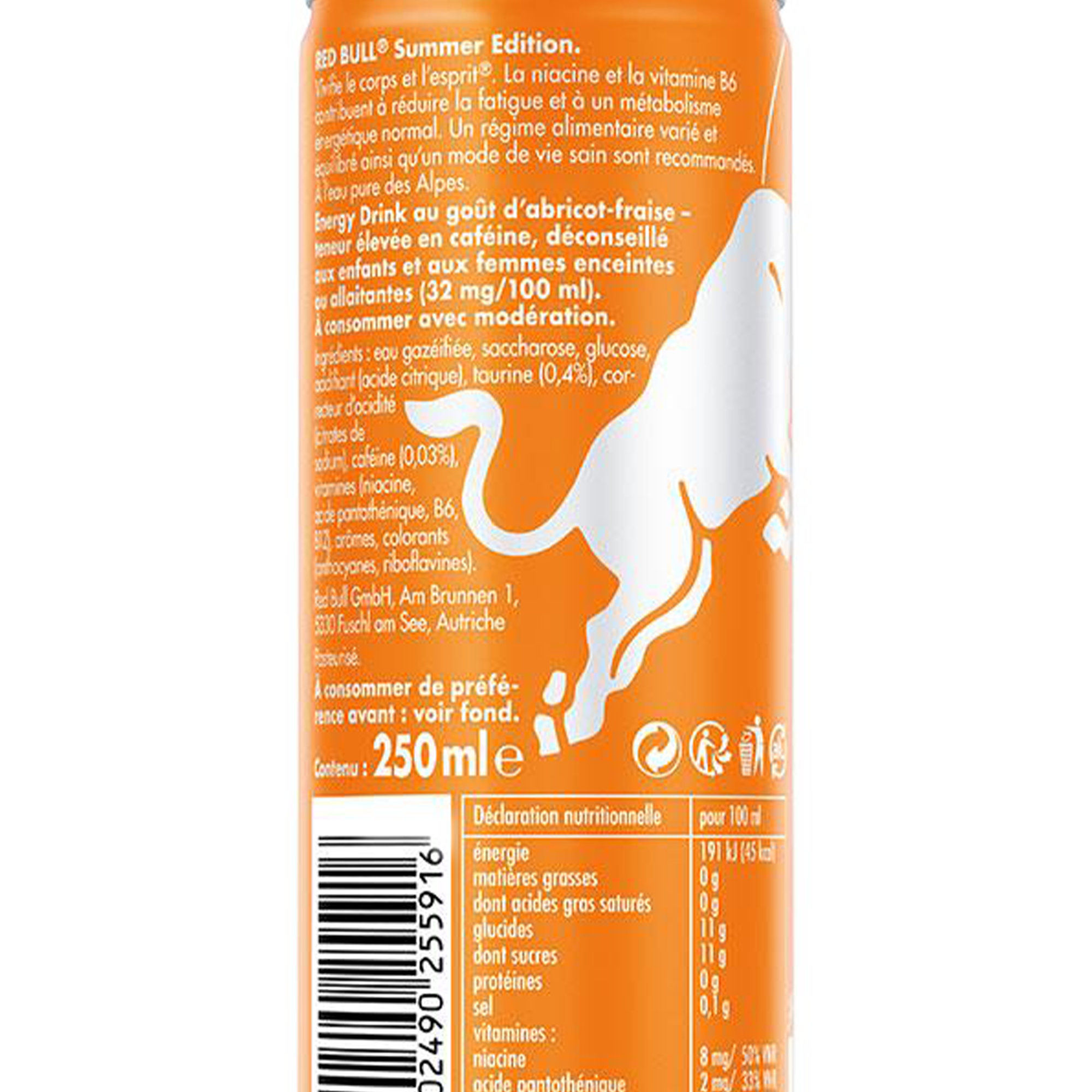 Boisson énergisante goût abricot fraise