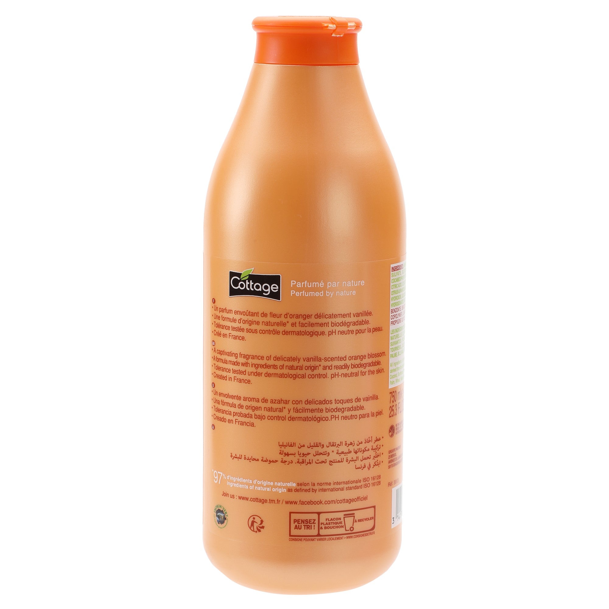 Lait hydratant douche et bain fleur d'oranger