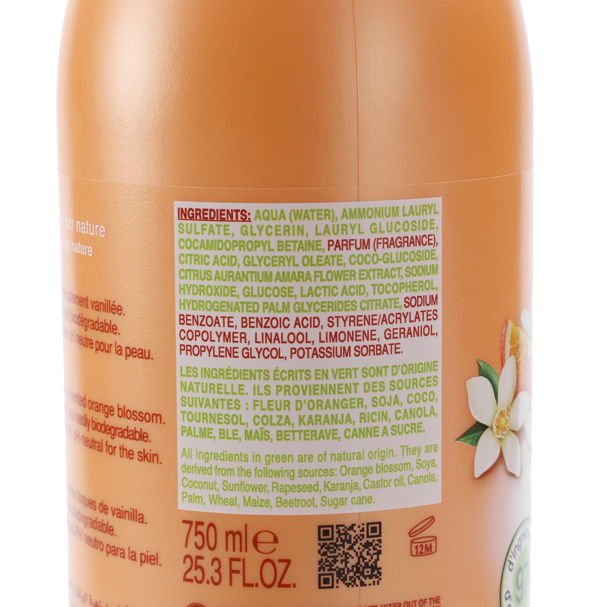 Lait hydratant douche et bain fleur d'oranger
