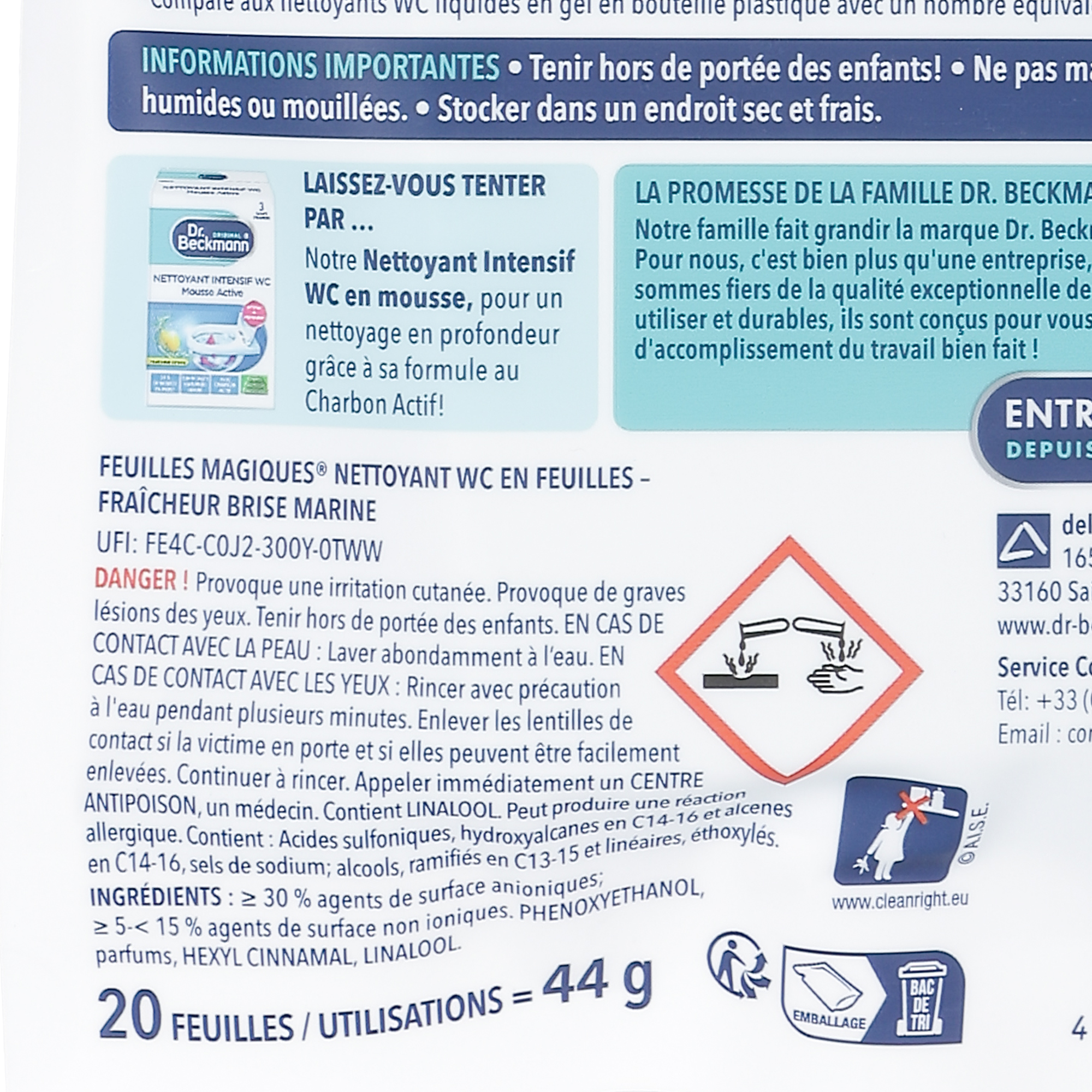 20 Lingettes feuilles magiques nettoyantes wc fraîcheur brise marine