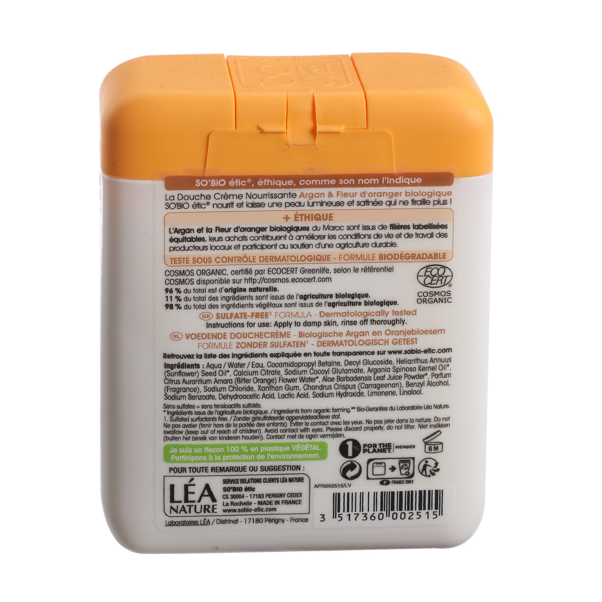 Crème de douche argan et fleur d'oranger