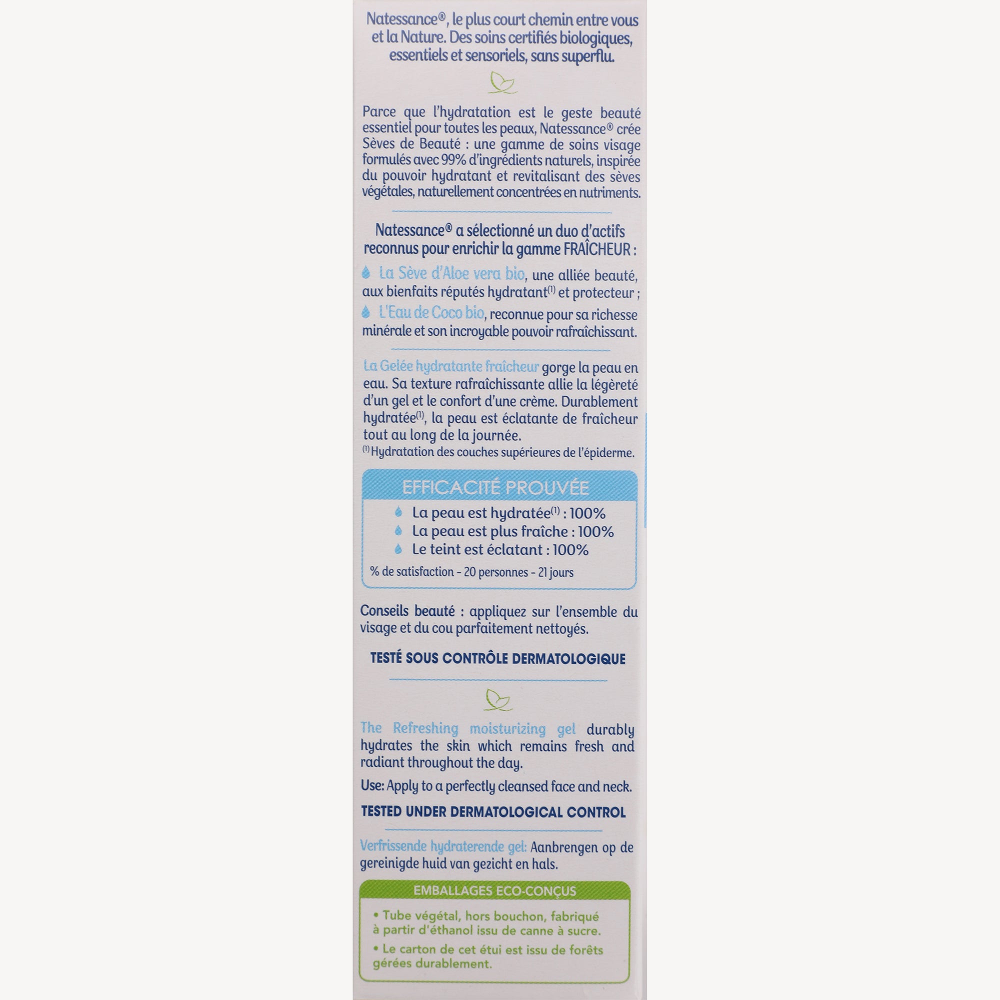 Gelée hydratante fraicheur à l'aloe vera et noix de coco bio
