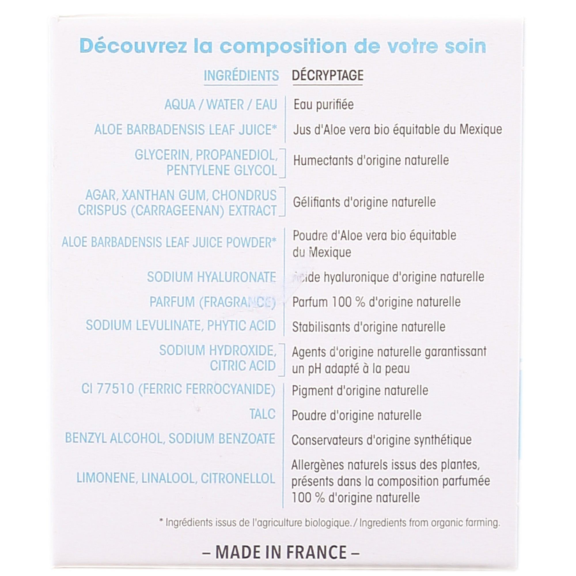 Masque gel frais hydratant