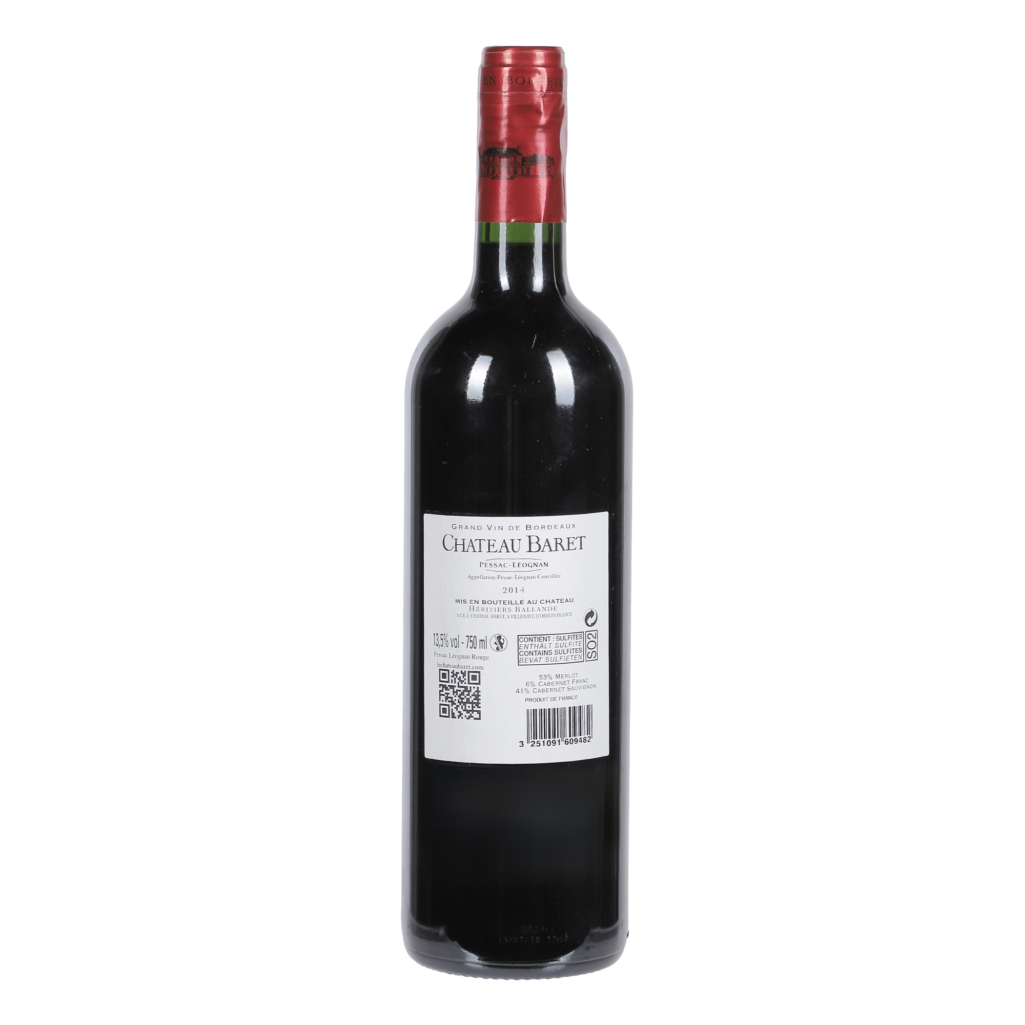 Château Baret Pessac Leognan AOP 2014 Médaille d'or