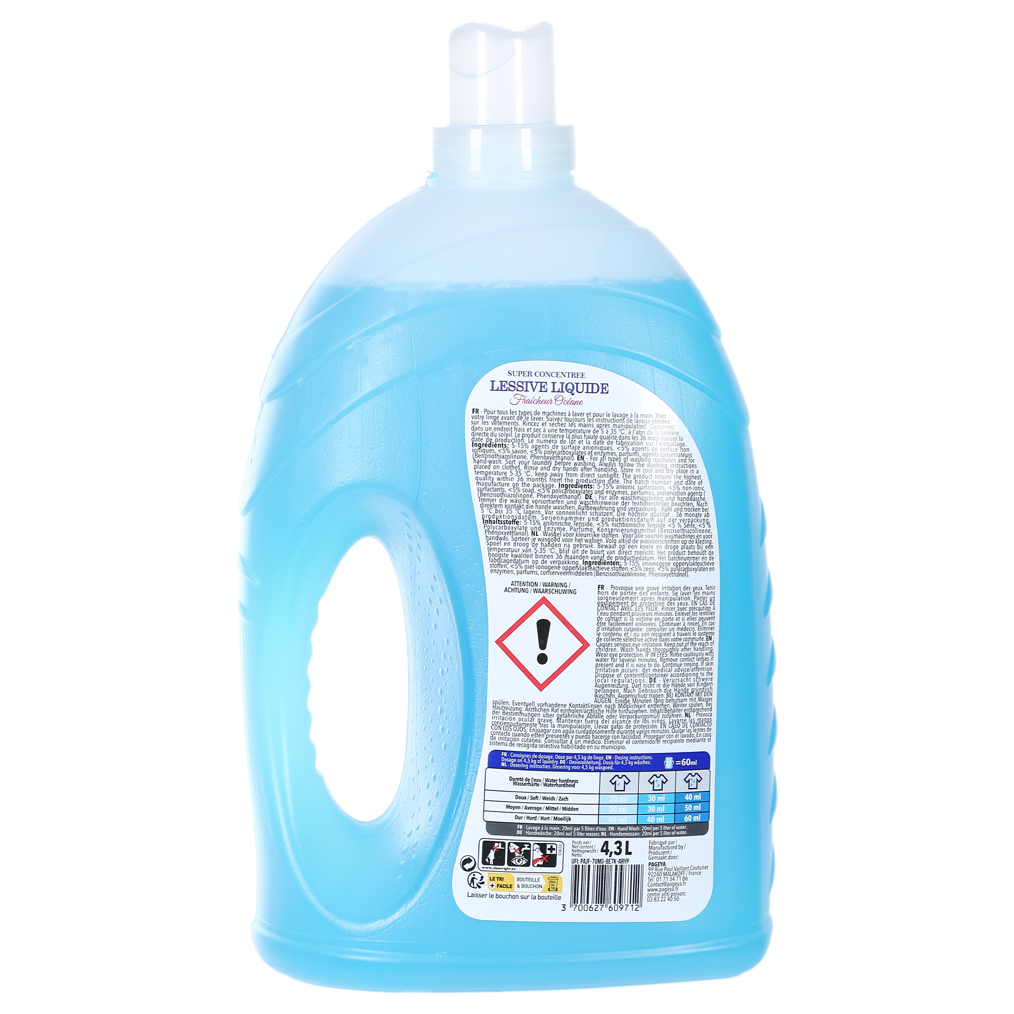 143 doses de lessive liquide fraîcheur océane