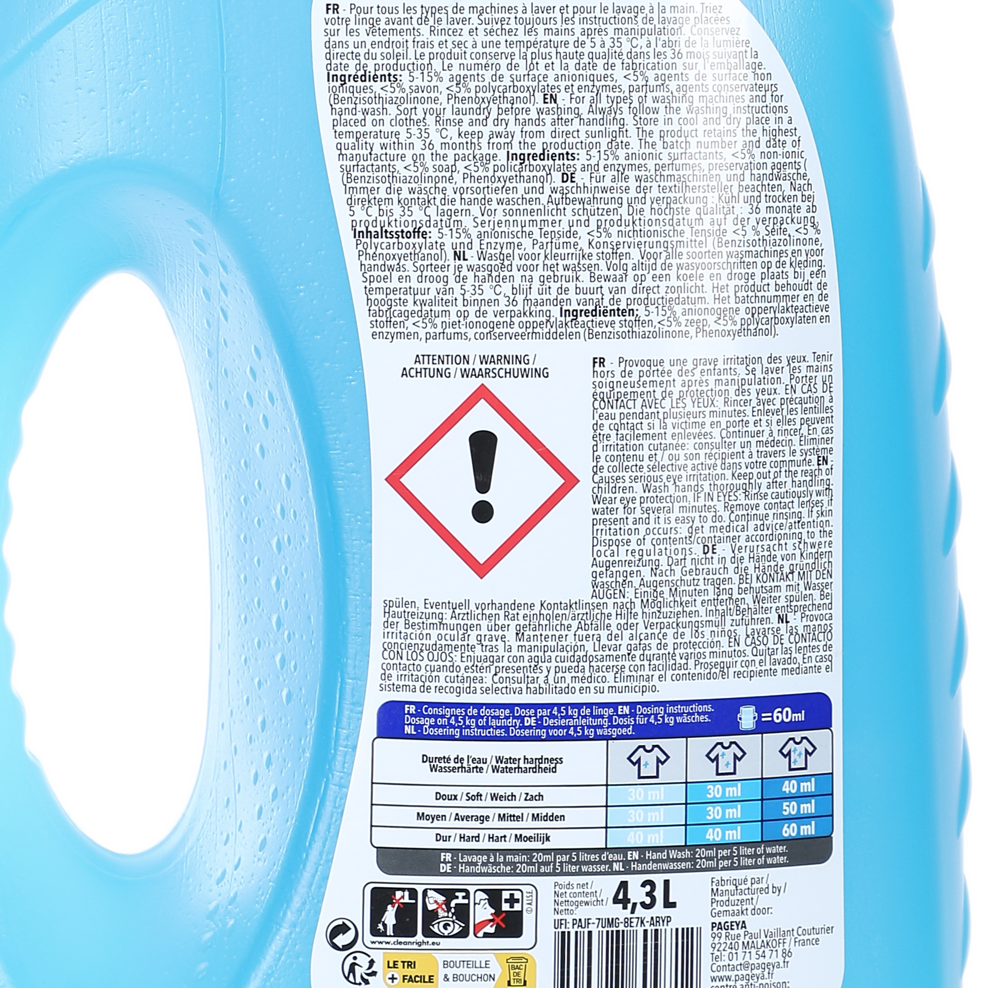 143 doses de lessive liquide fraîcheur océane