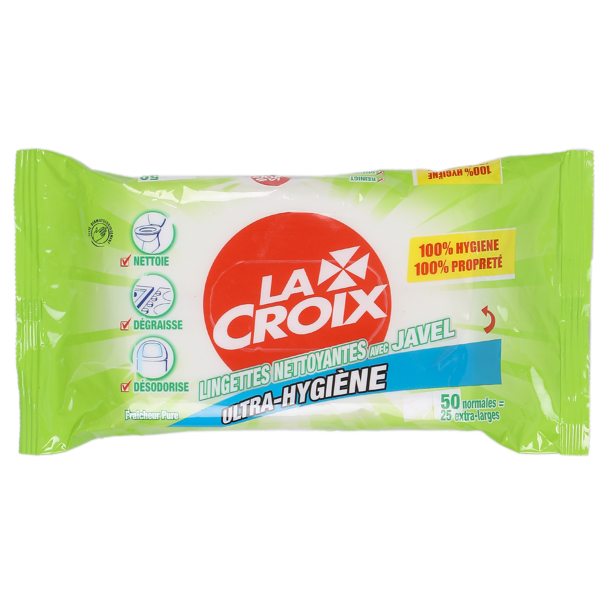 50 LINGETTES NETTOYANTES AVEC JAVEL