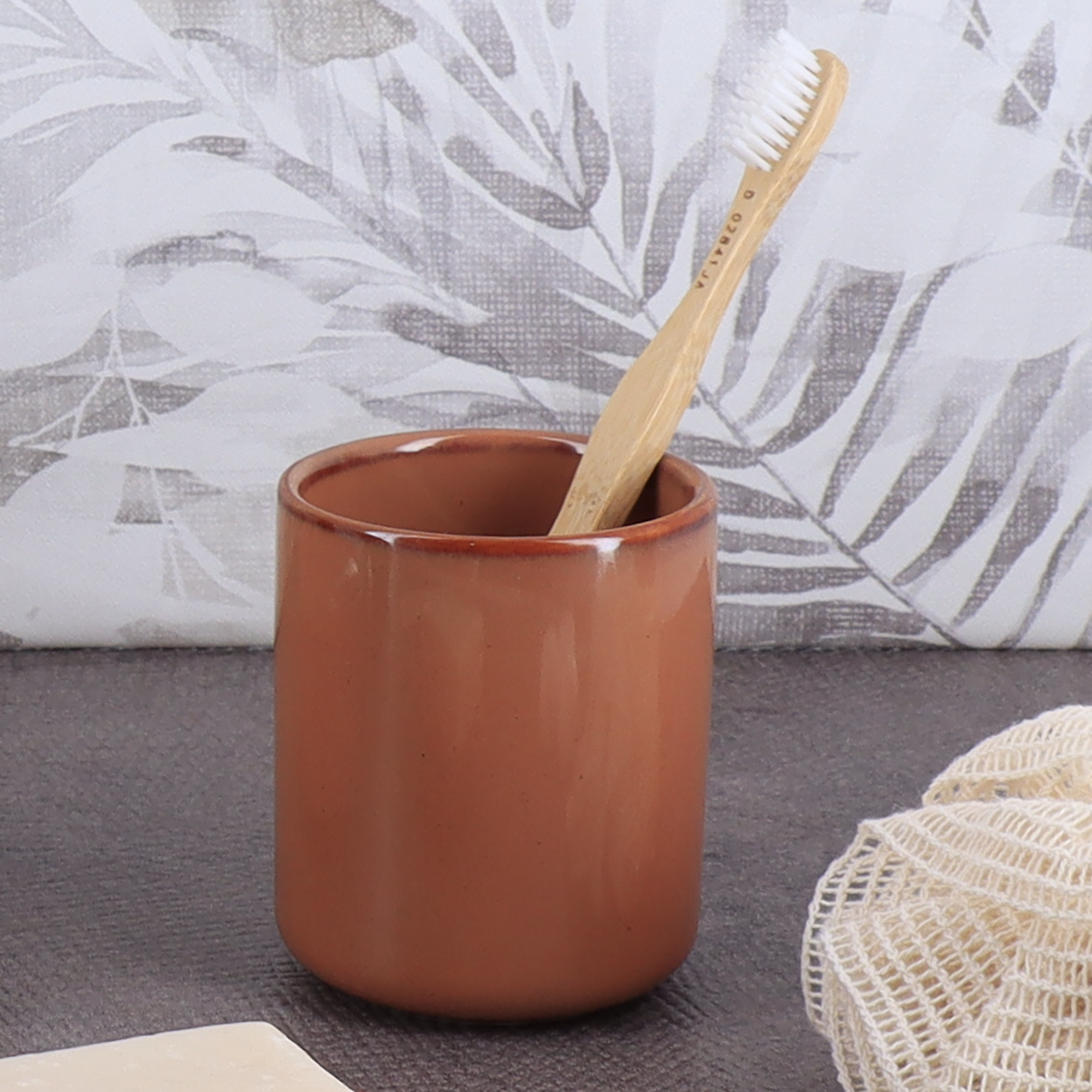 Gobelet de salle de bain terracotta