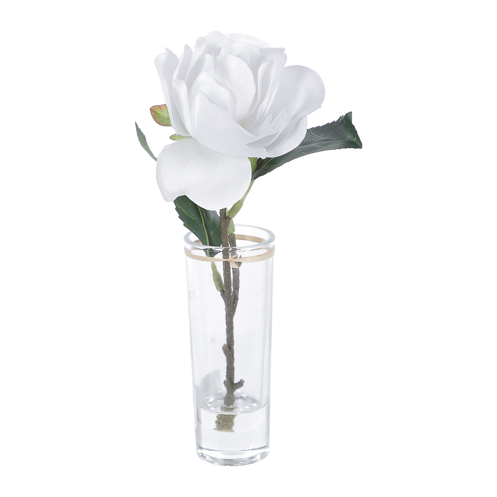 Vase en verre + rose