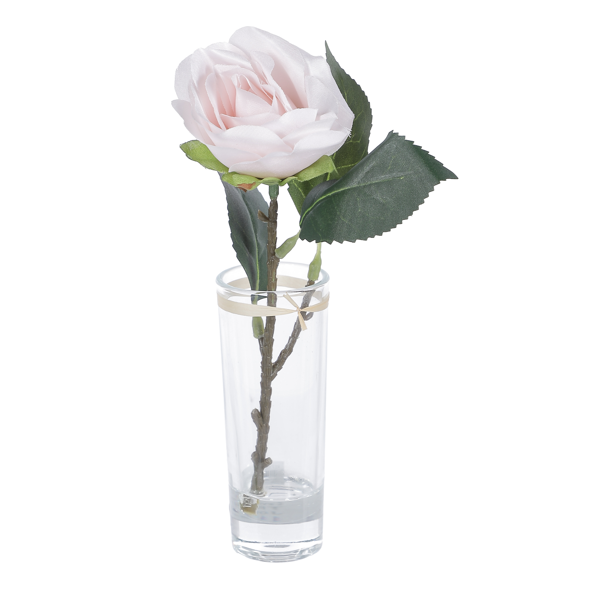 Vase en verre + rose