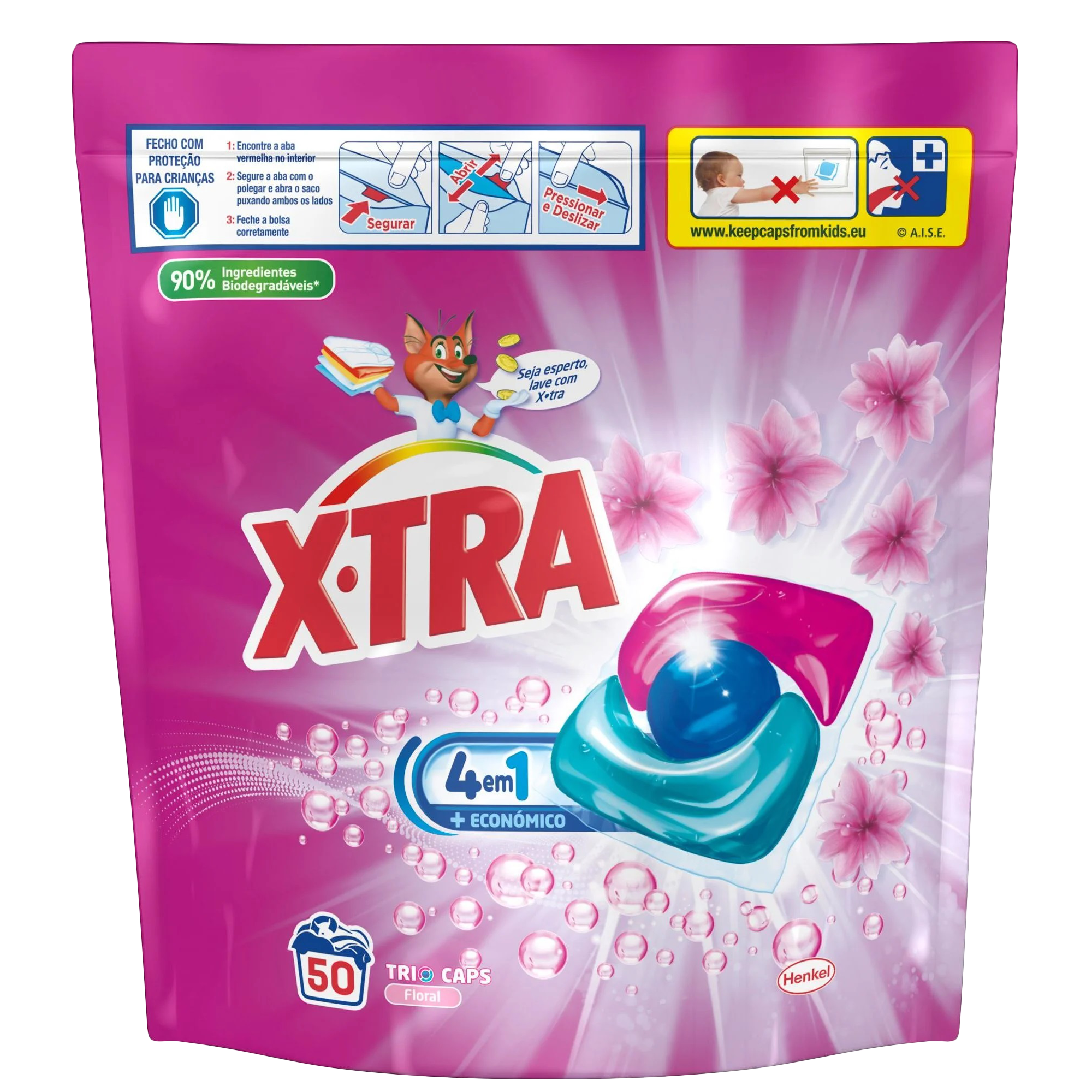 50 capsules de lessive 4 en 1 floral