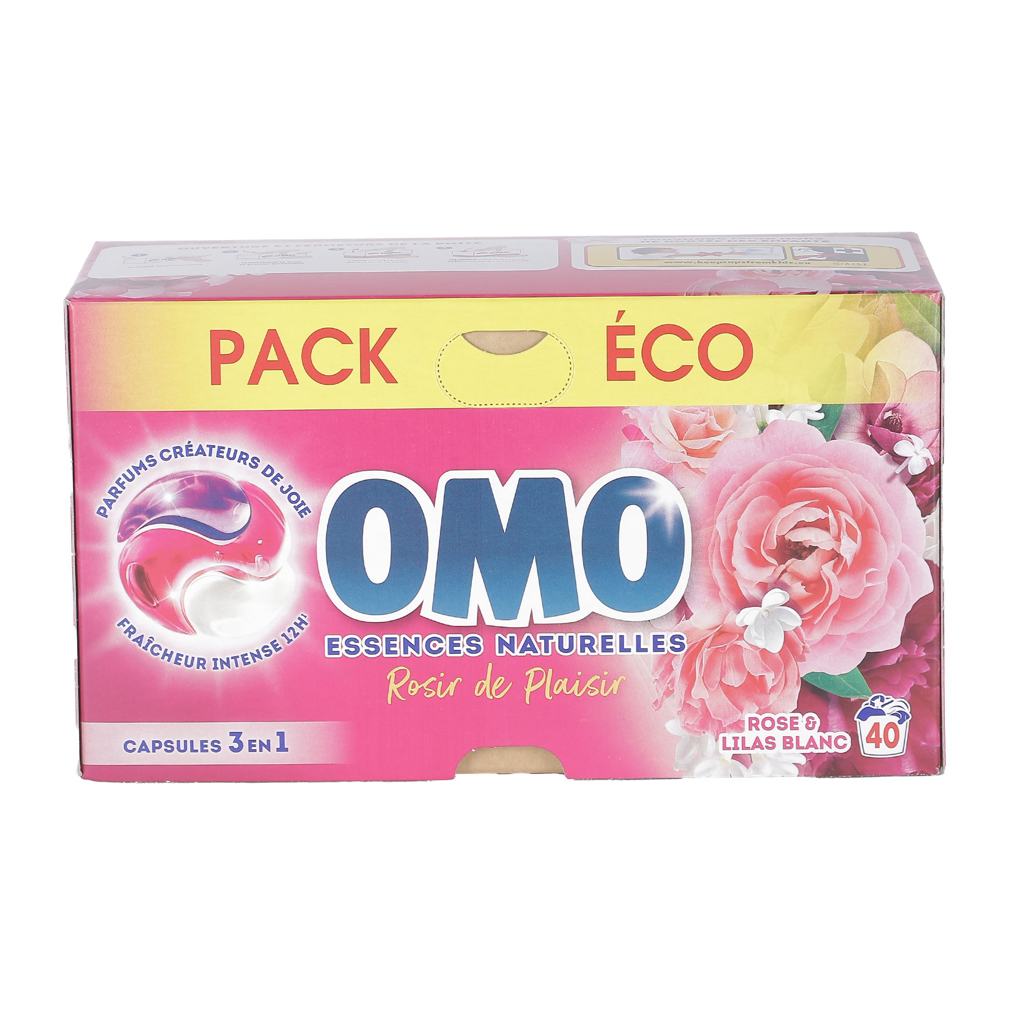 40 capsules de lessive rose et lilas blanc