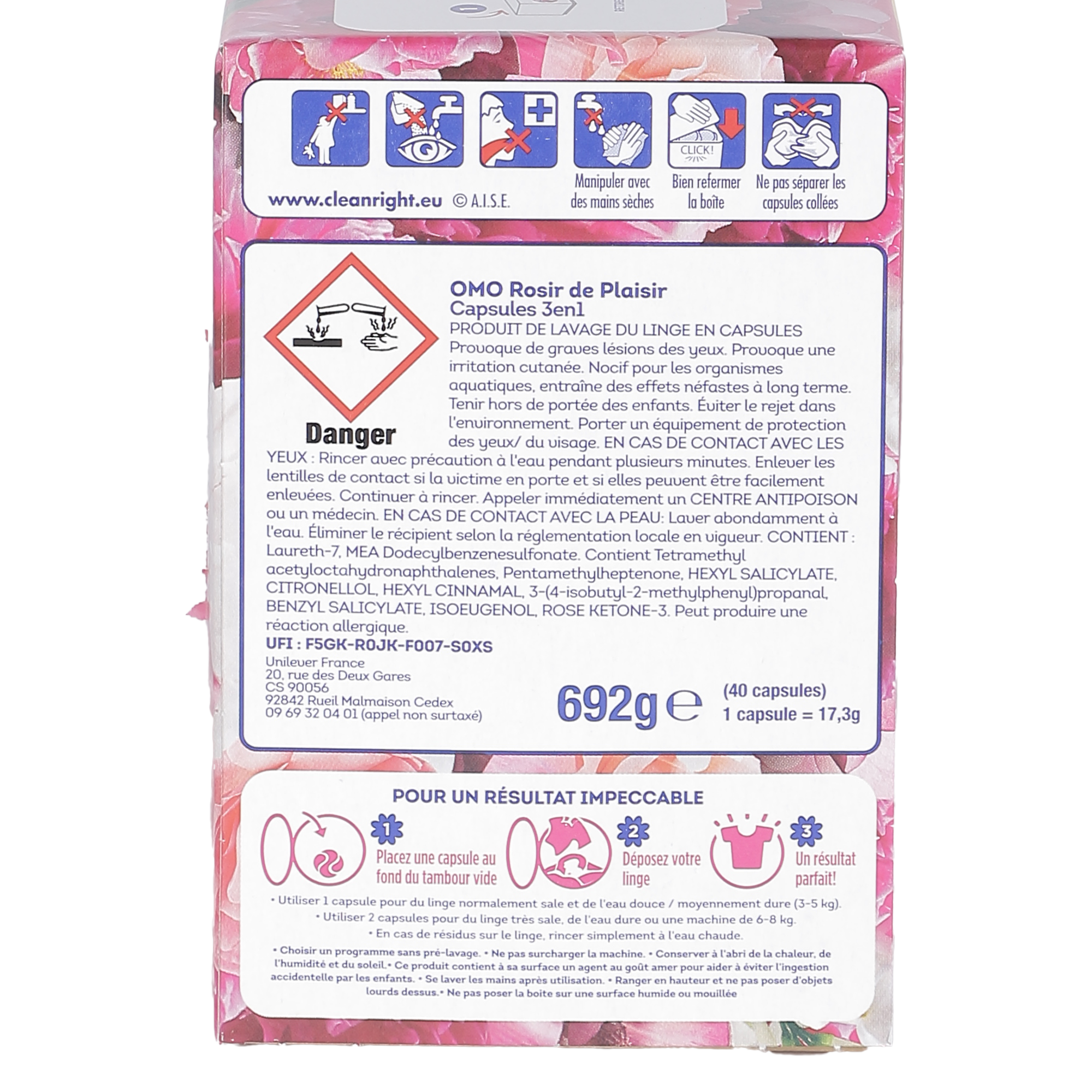 40 capsules de lessive rose et lilas blanc