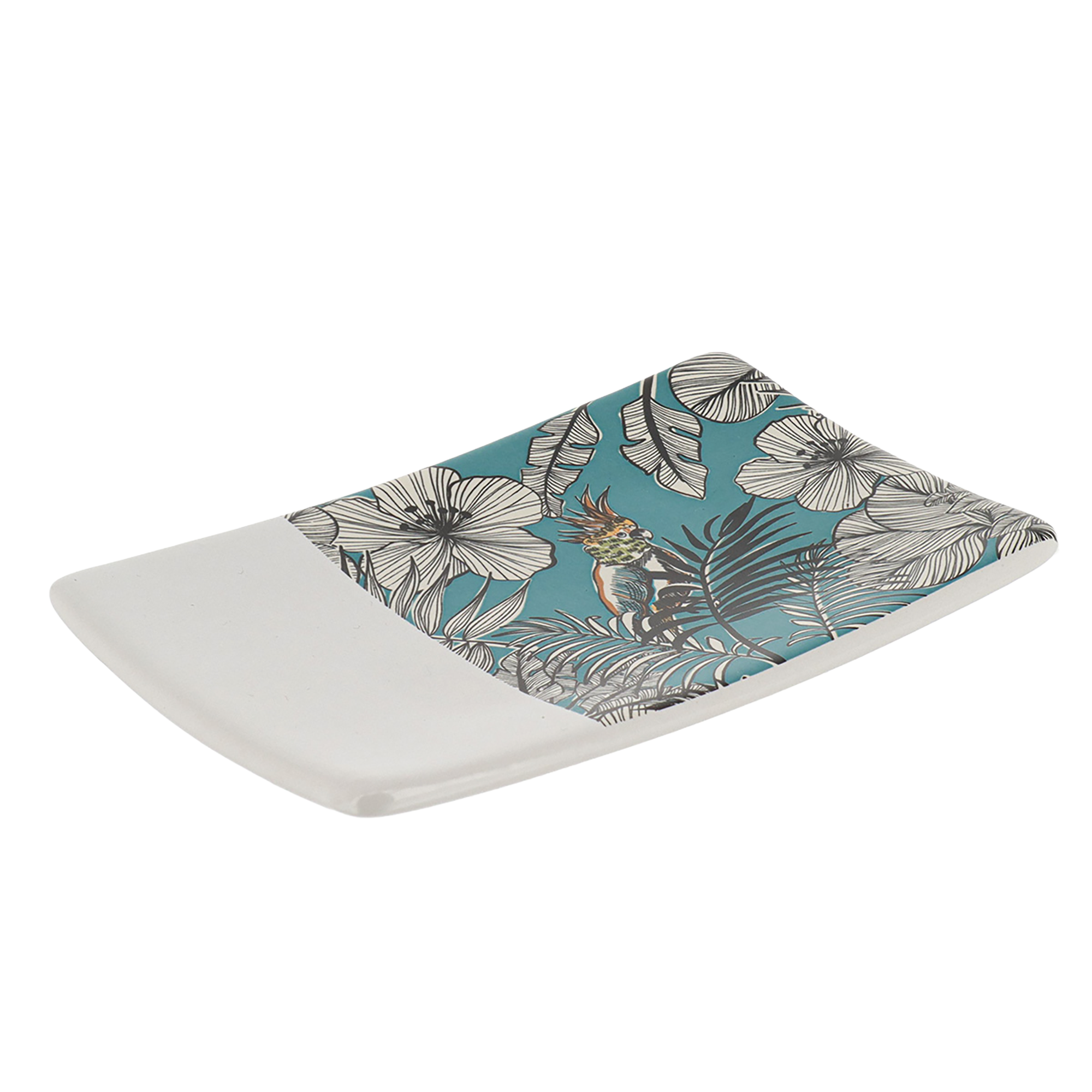 Porte savon dolomite imprimé jungle fever bleu