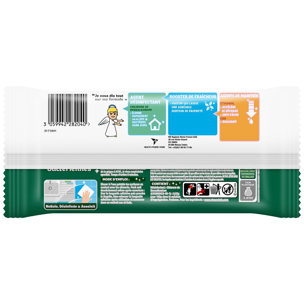 64 lingettes antibactériennes