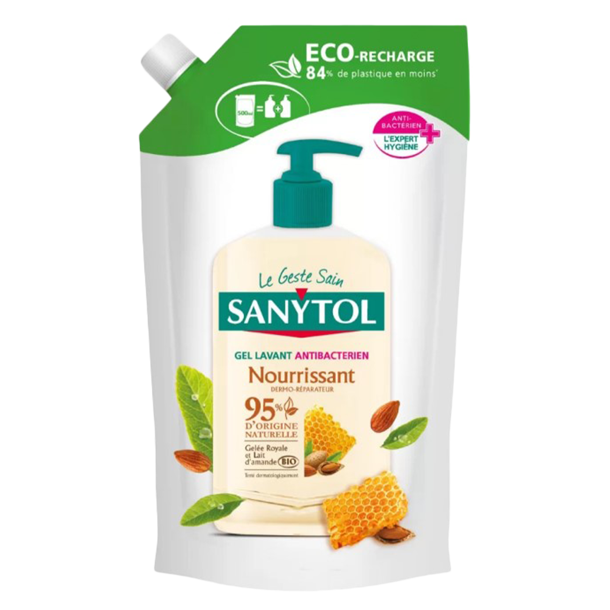 Eco recharge gel lavant main antibactérien nourrissant gelée ryale
