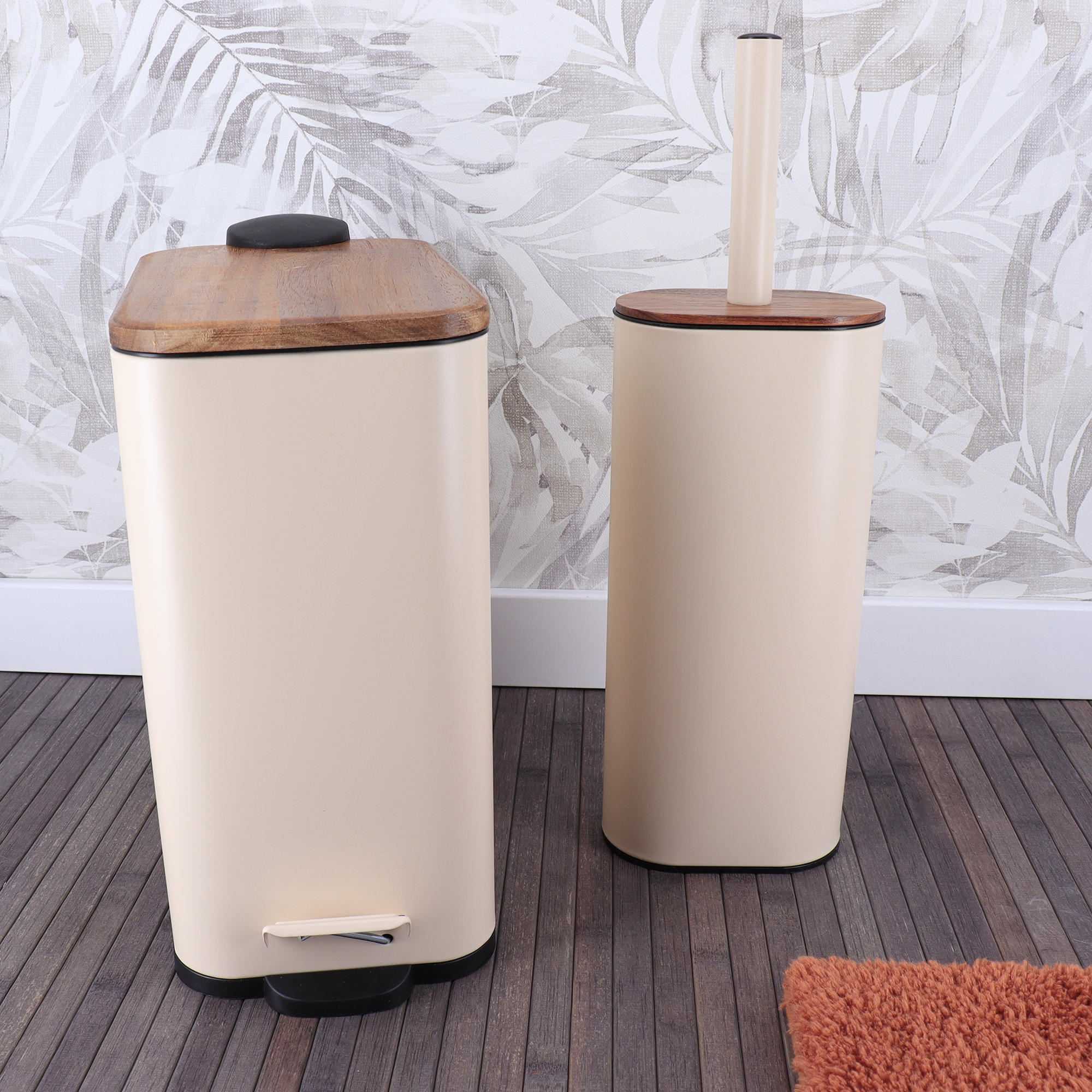 Poubelle en métal beige 5L