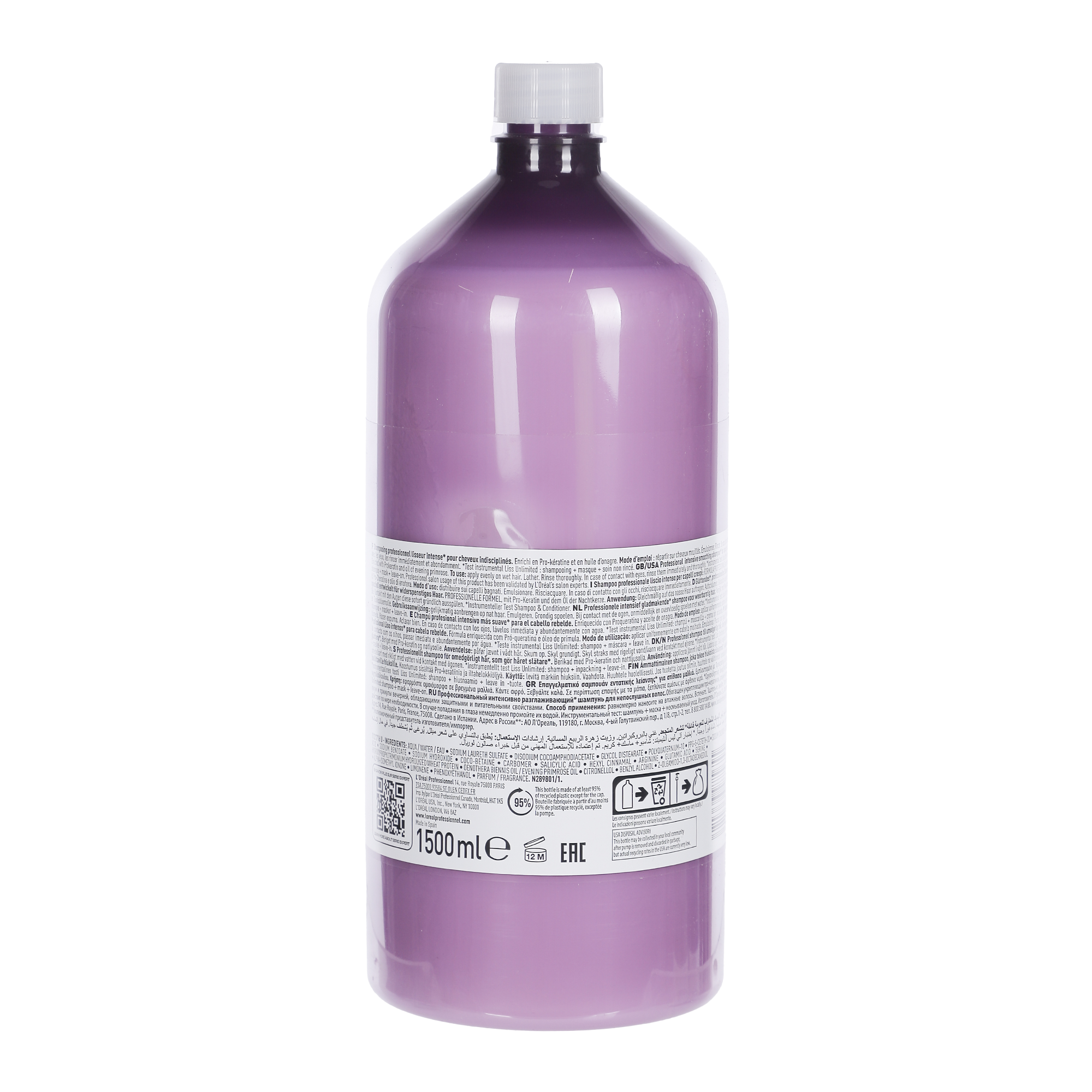 Shampoing liss unlimited pro kératine série expert avec pompe Grand format