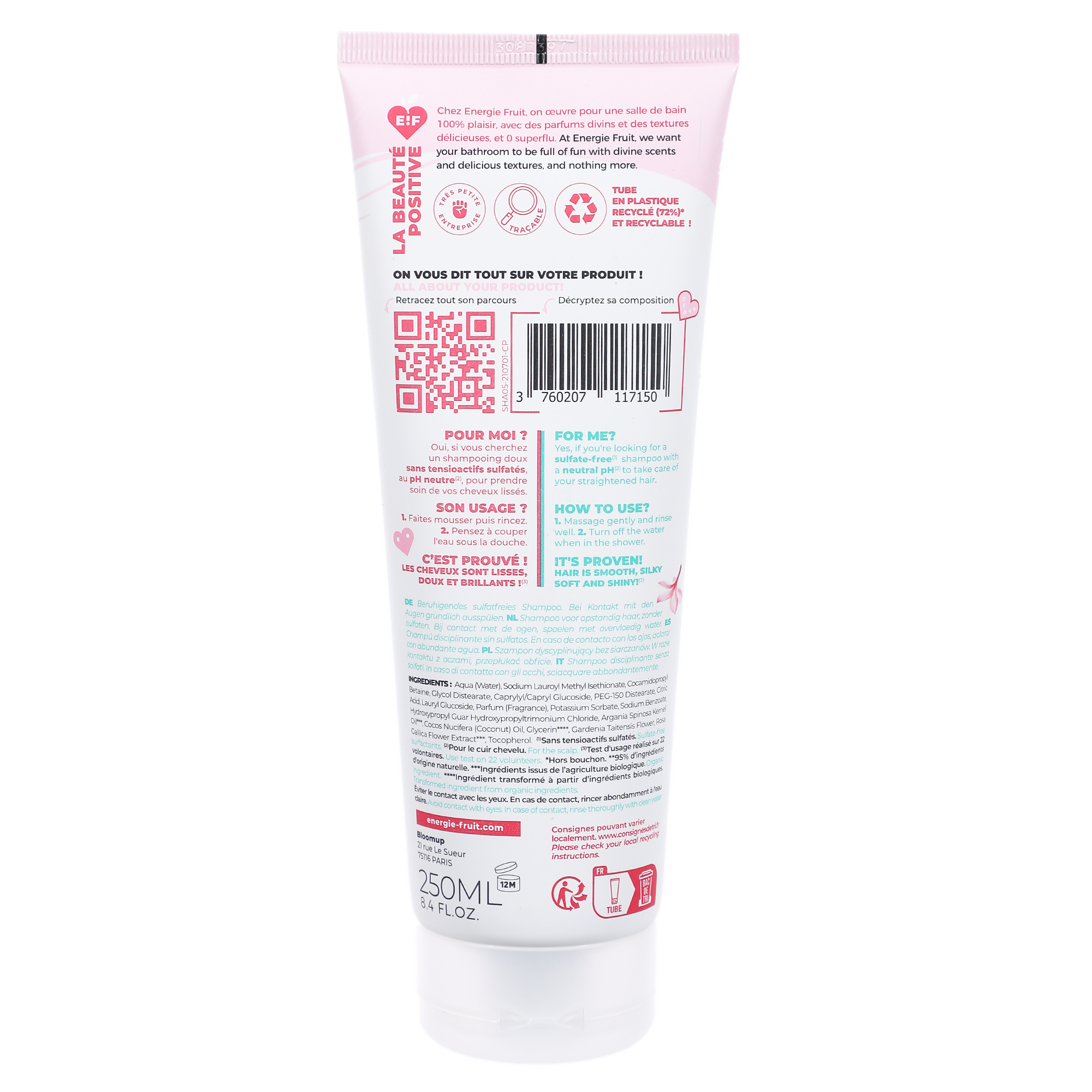 Shampoing disciplinant huile de monoï rose et argan